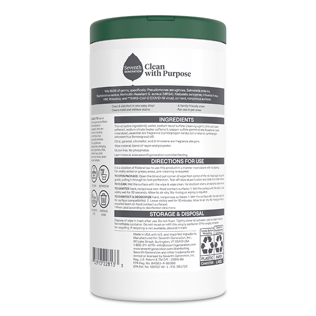 Disinfecting Wipes in Lemongrass Citrus for Home Cleaning