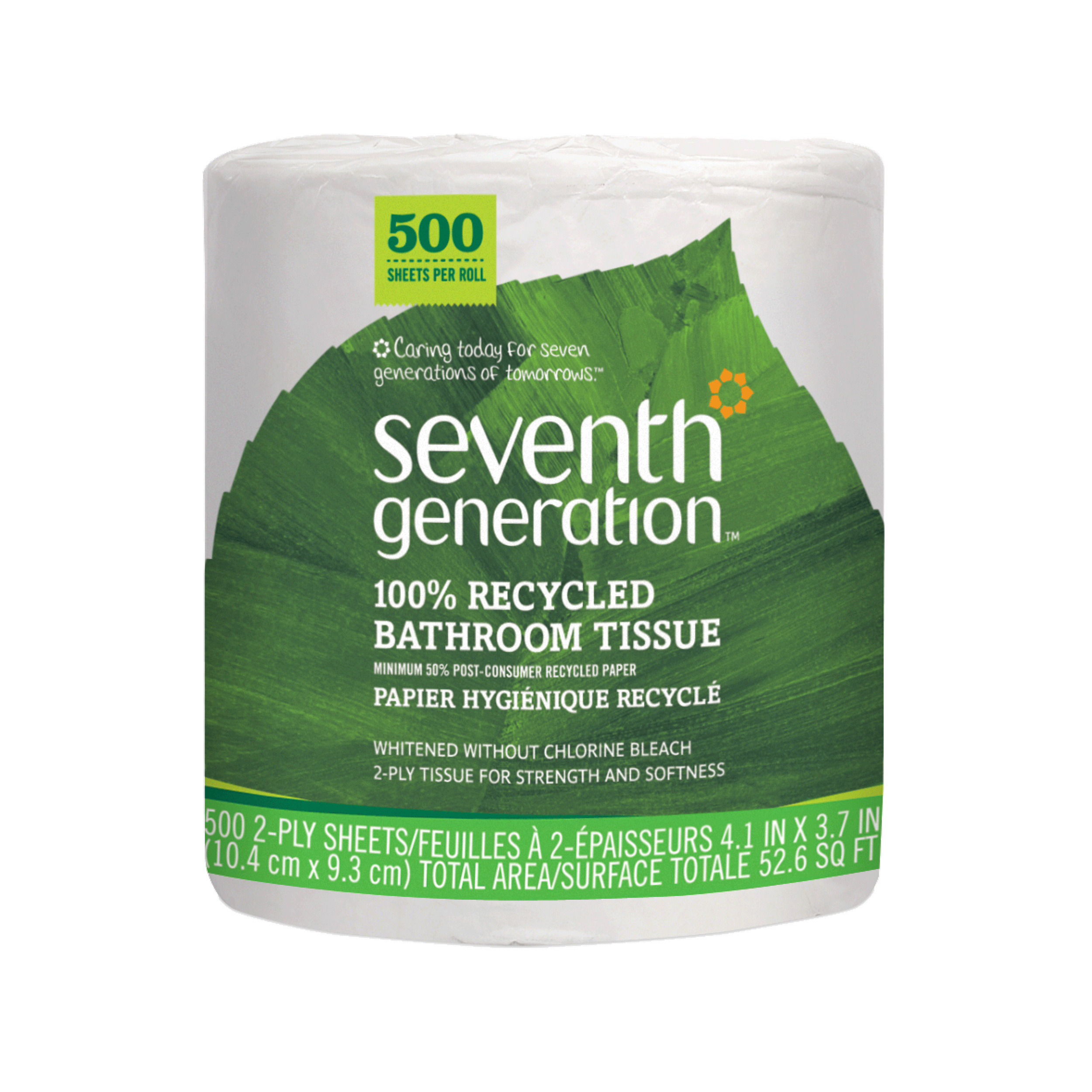 100% Recycled Bathroom Tissue 2-ply for Bathroom Care - 500 Sheets