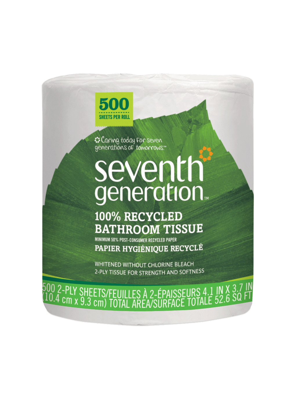 100% Recycled Bathroom Tissue 2-ply for Bathroom Care - 500 Sheets