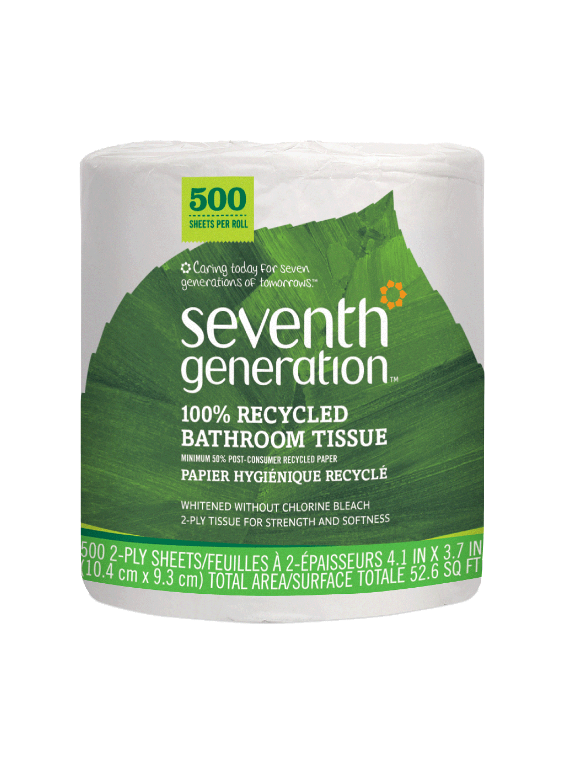 100% Recycled Bathroom Tissue 2-ply for Bathroom Care - 500 Sheets