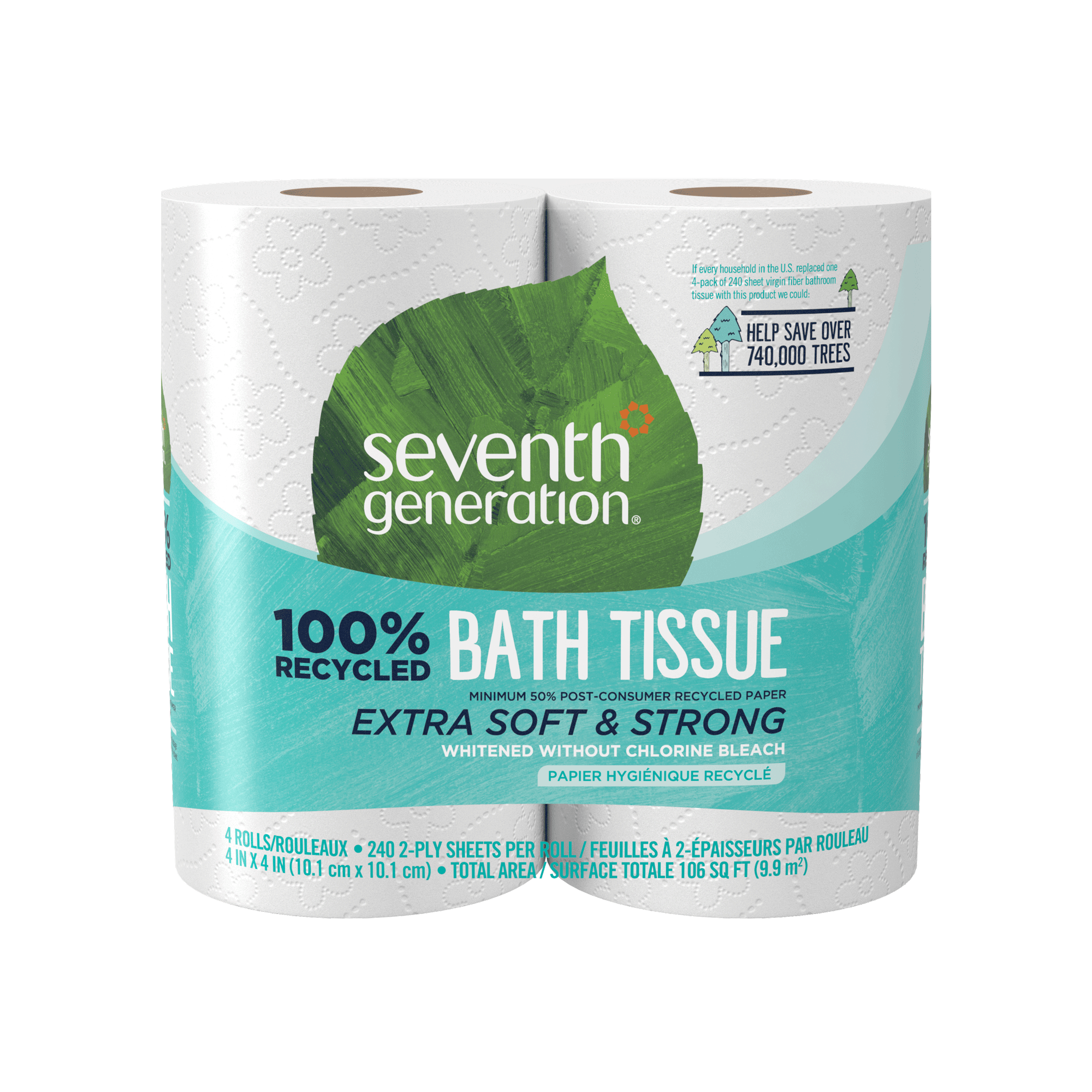 100% Recycled Bathroom Tissue 2-ply for Bathroom Care - 4 Rolls / 12 Rolls / 24 Rolls