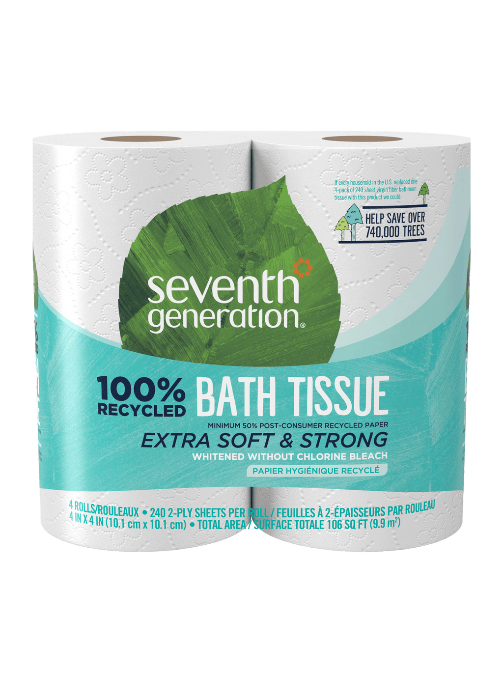 100% Recycled Bathroom Tissue 2-ply for Bathroom Care - 4 Rolls / 12 Rolls / 24 Rolls