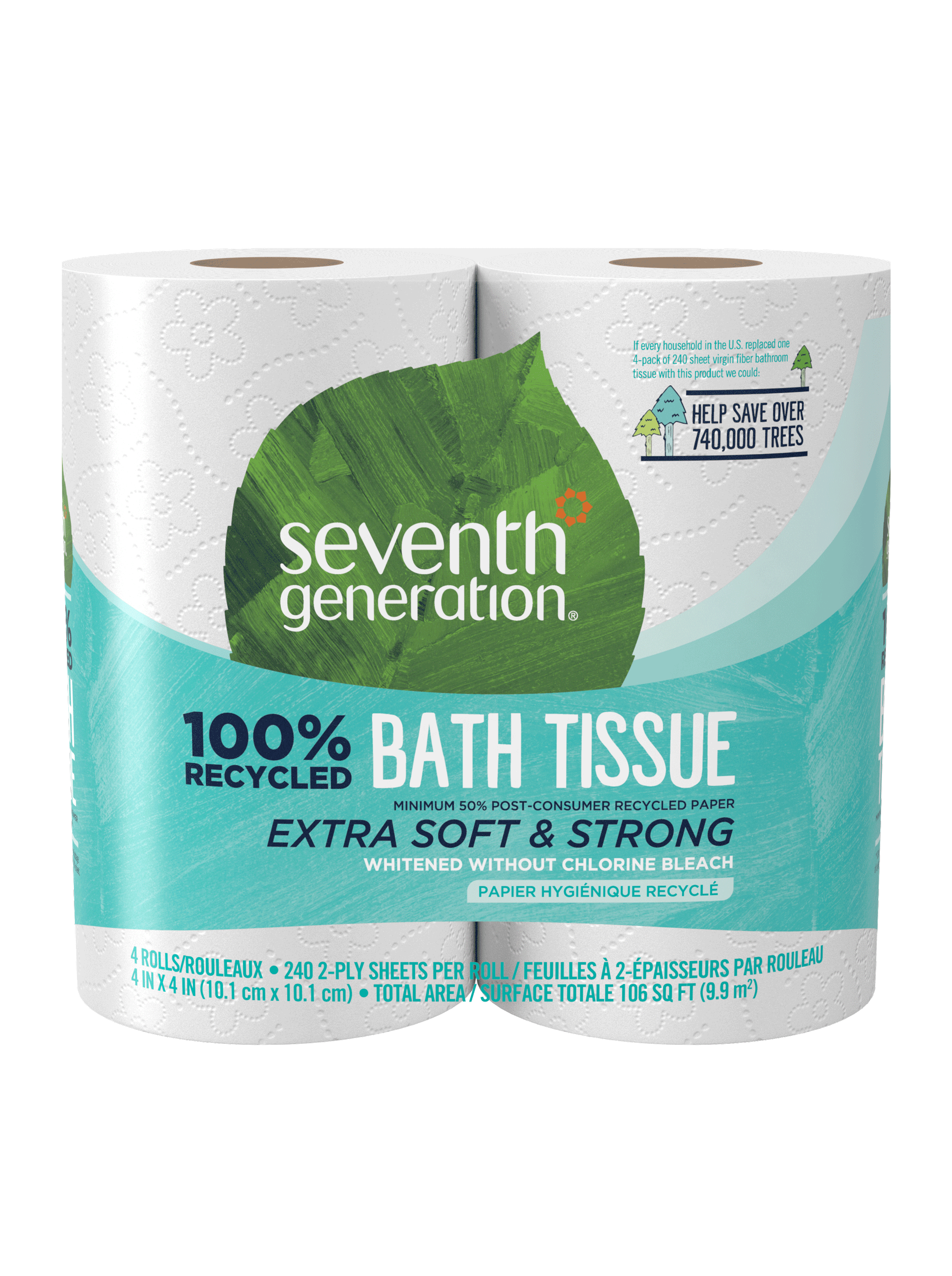 100% Recycled Bathroom Tissue 2-ply for Bathroom Care - 4 Rolls / 12 Rolls / 24 Rolls