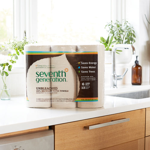 100% Recycled Paper Towels Unbleached for Daily Household Care