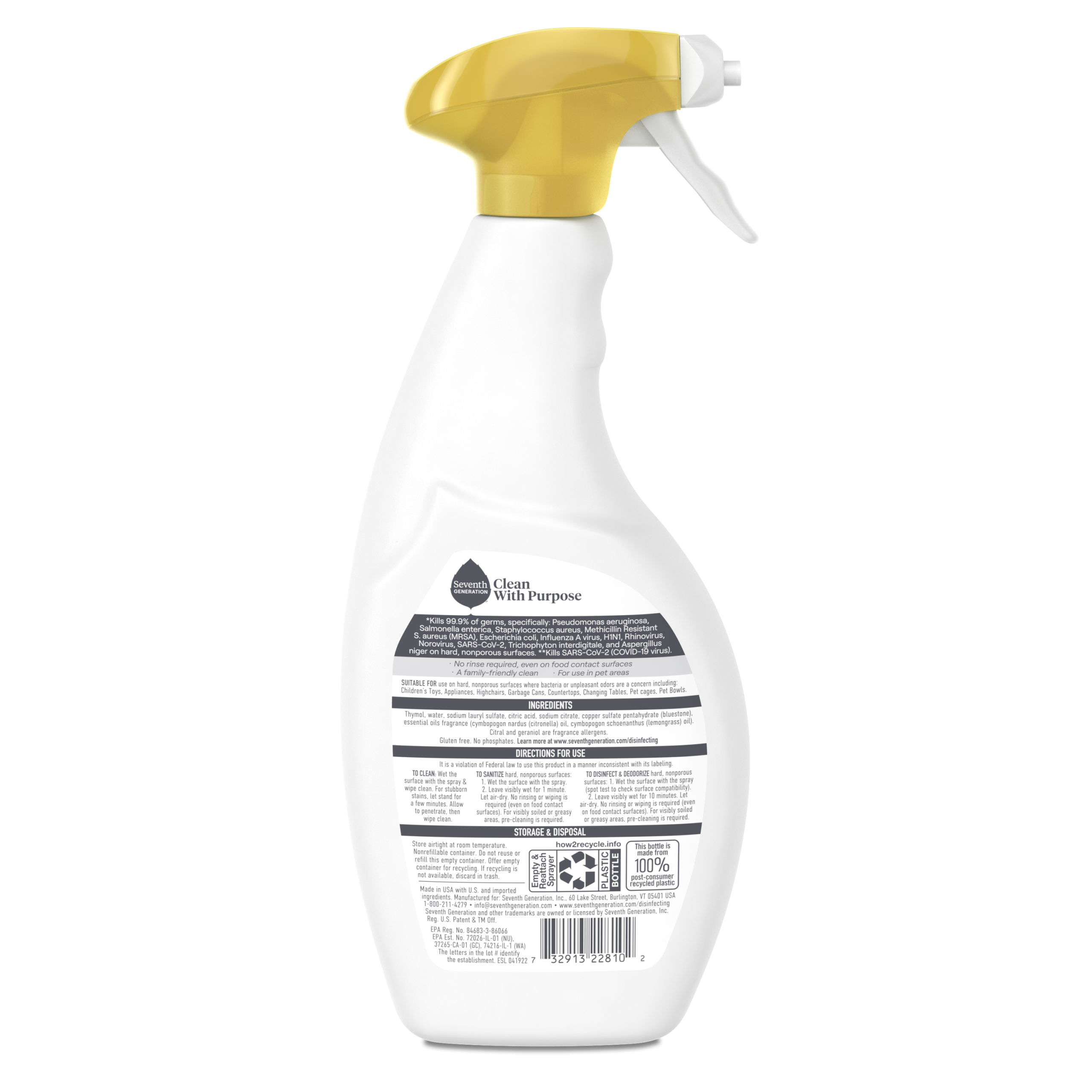 Disinfecting Multi-Surface Cleaner in Lemongrass Citrus for Home Cleaning