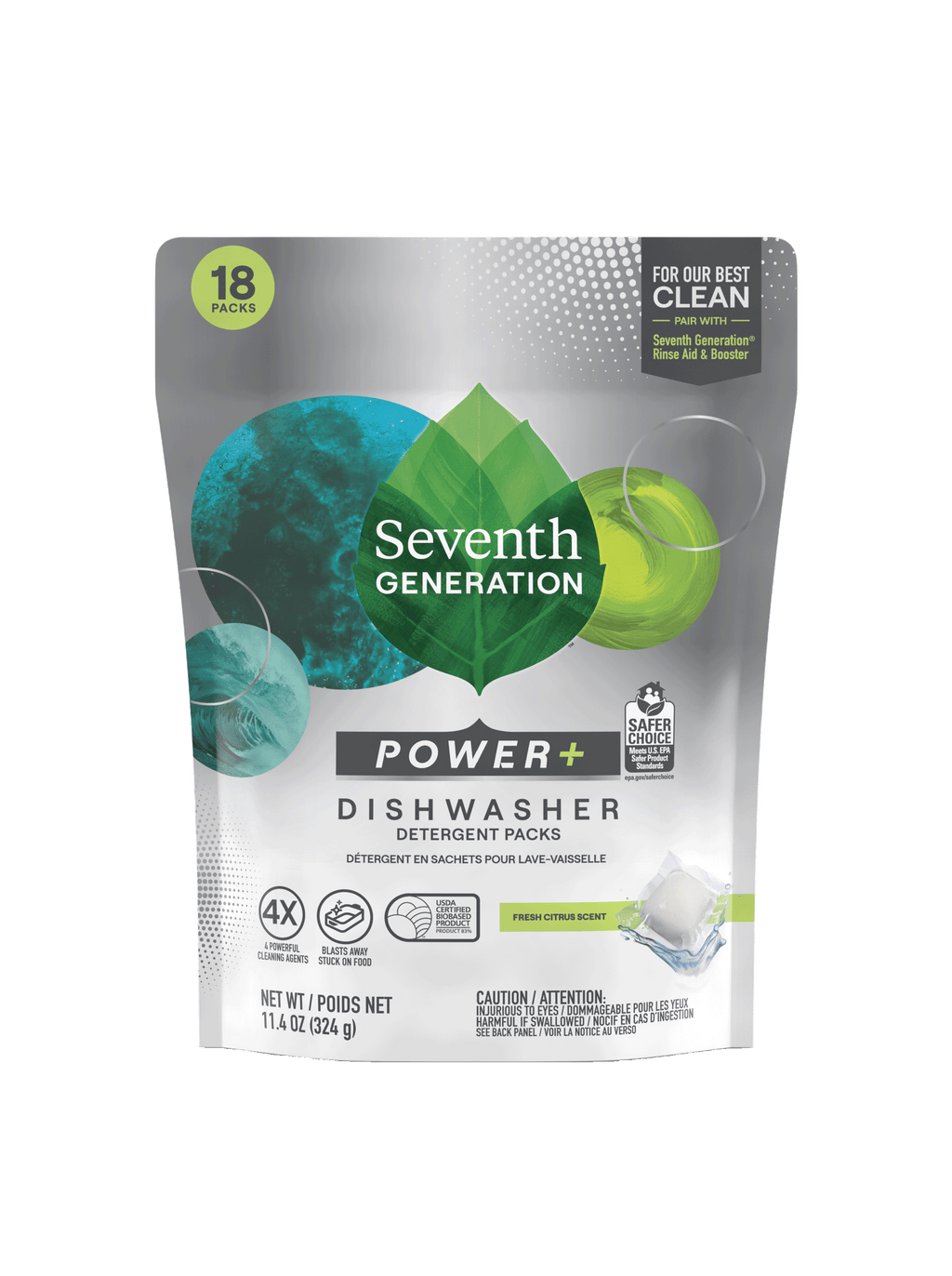 Power+™ Dishwasher Detergent Packs for Kitchen Cleanup - Fresh Citrus - 18 Count / 43 Count / 70 Count