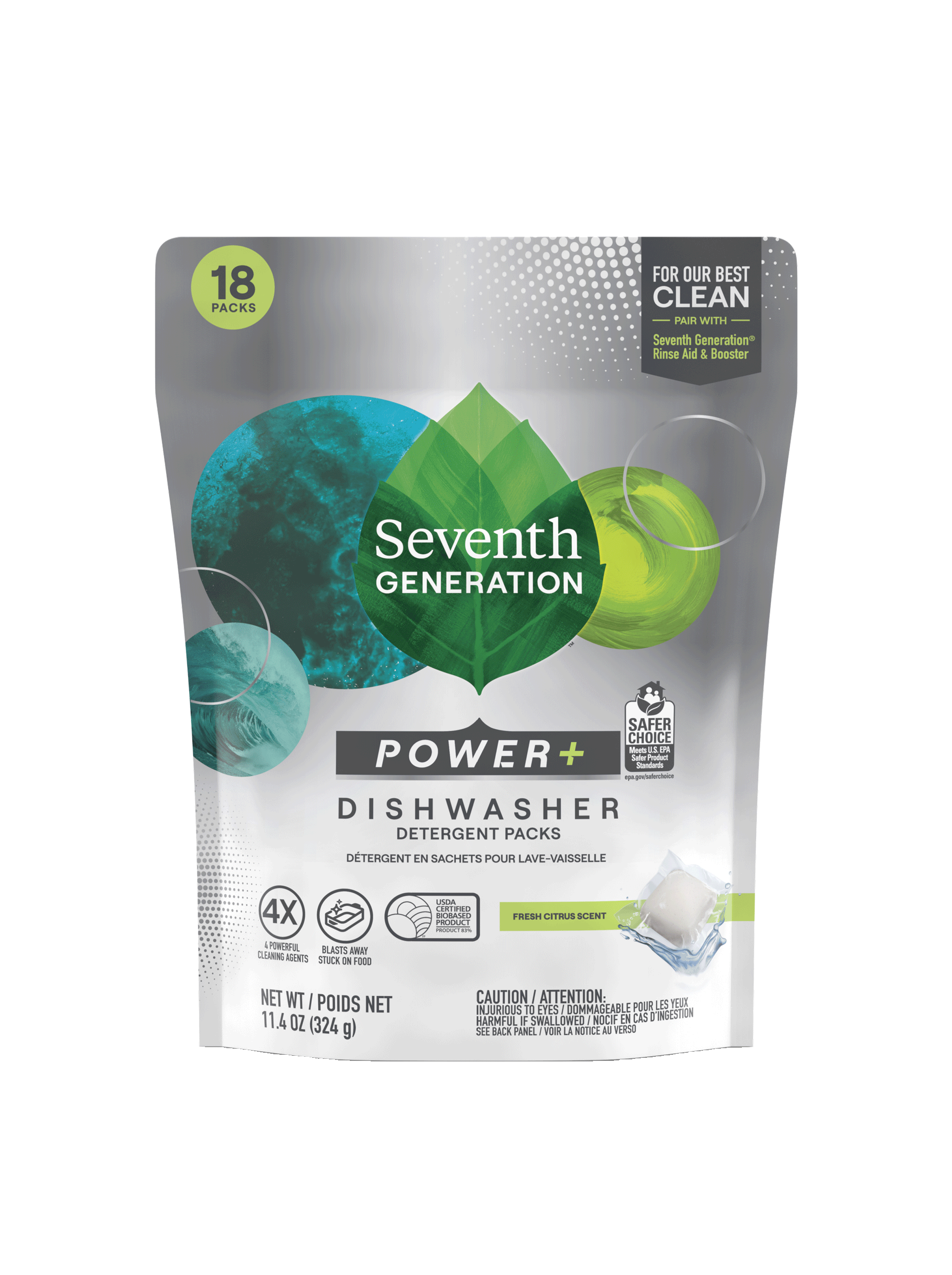 Power+™ Dishwasher Detergent Packs for Kitchen Cleanup - Fresh Citrus - 18 Count / 43 Count / 70 Count