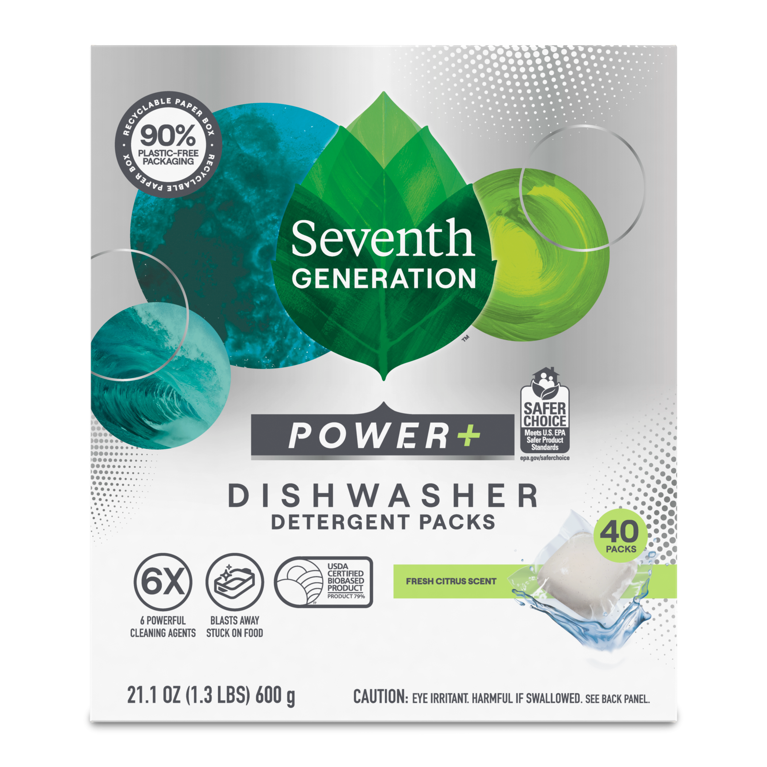 Power+™ Dishwasher Detergent Packs for Kitchen Cleanup - Fresh Citrus - 15 Count / 40 Count / 70 Count
