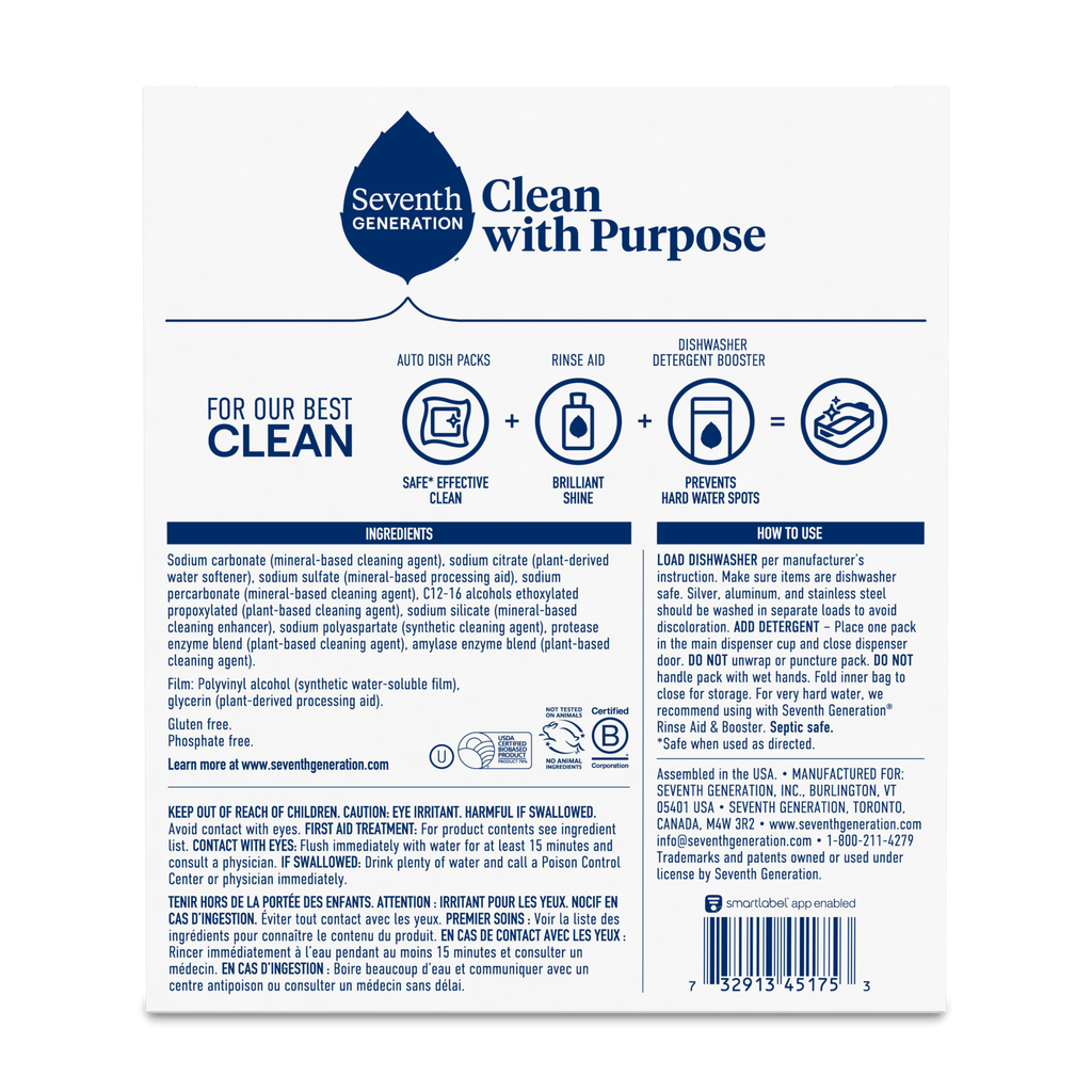 Dishwasher Detergent Packs for Kitchen Cleanup - Free & Clear