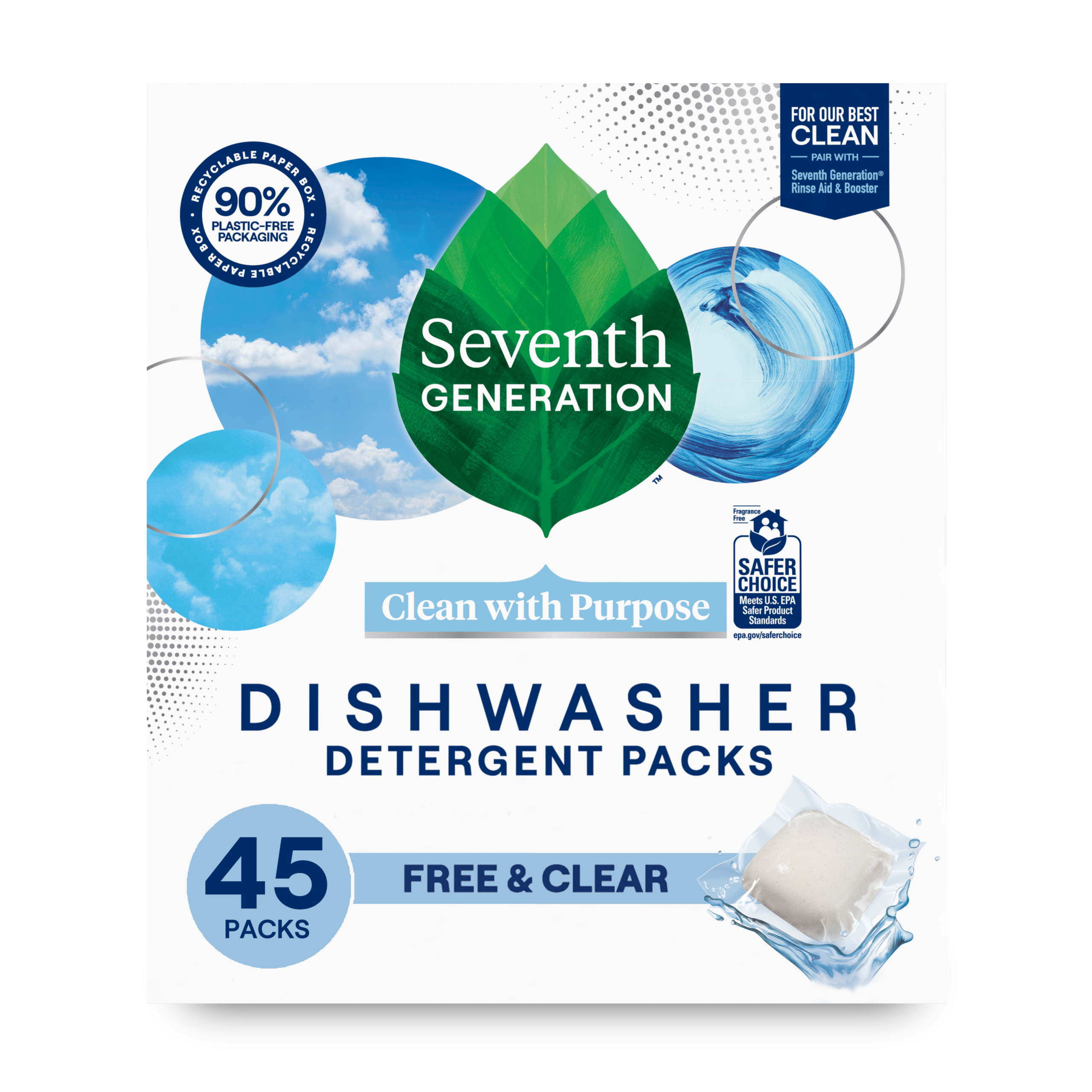 Dishwasher Detergent Packs for Kitchen Cleanup - Free & Clear
