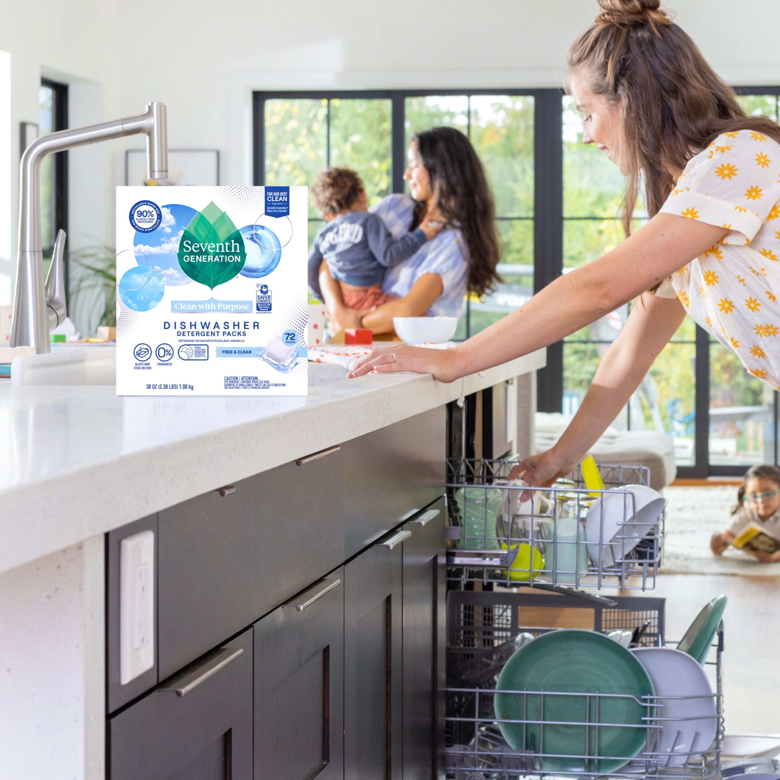 Dishwasher Detergent Packs for Kitchen Cleanup - Free & Clear