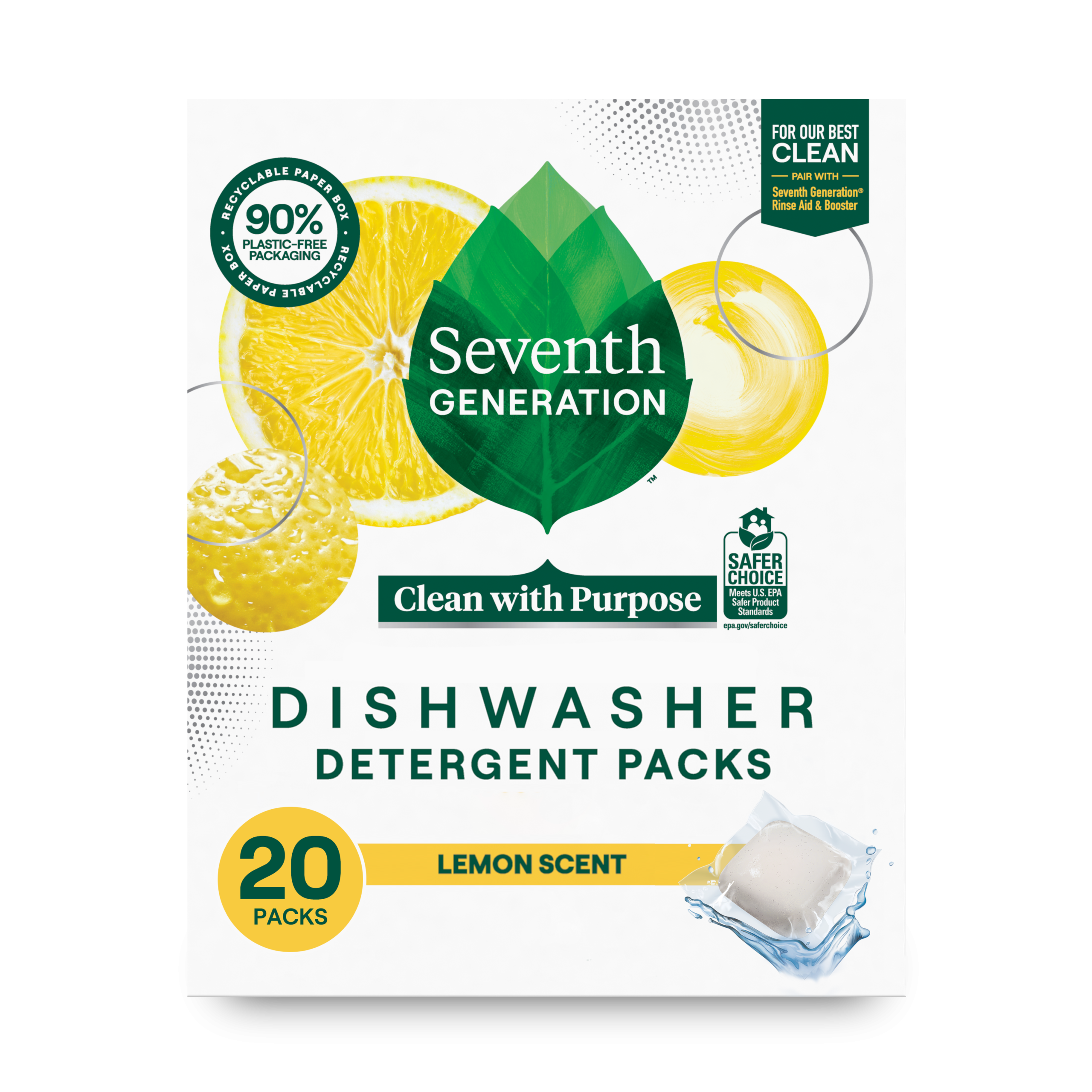Dishwasher Detergent Packs in Lemon for Kitchen Cleanup