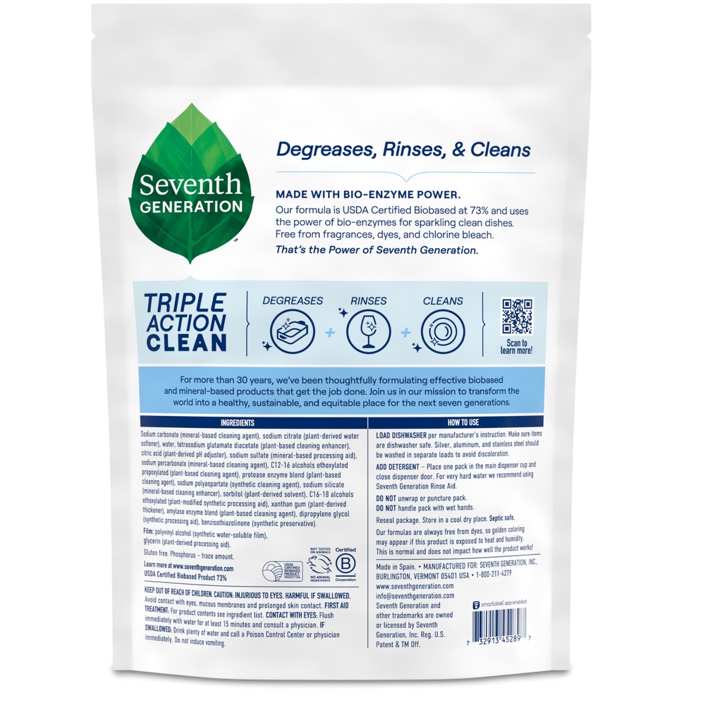 Multi-Chamber Dishwasher Detergent Packs for Kitchen Cleanup - Free & Clear