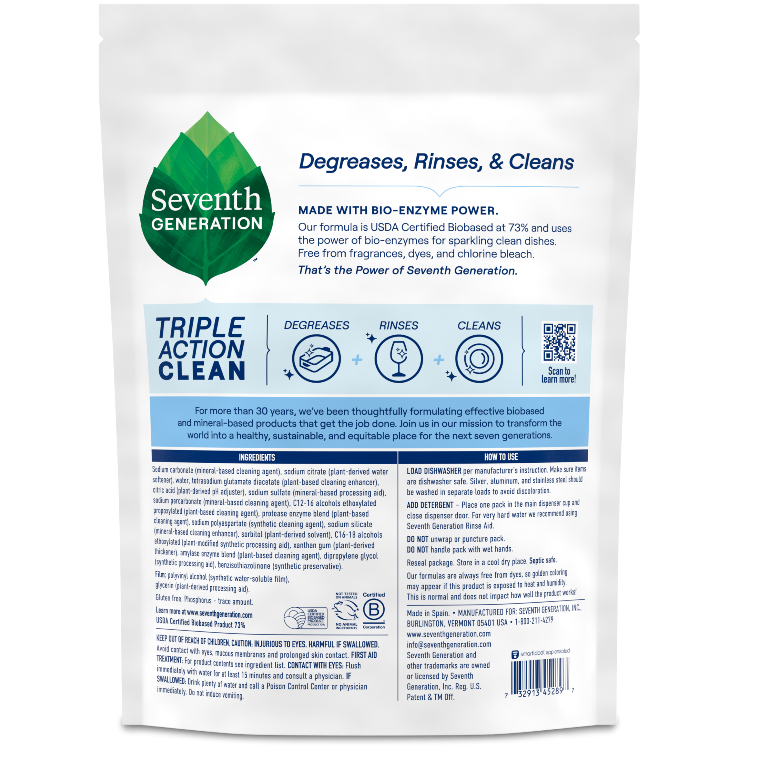 Multi-Chamber Dishwasher Detergent Packs for Kitchen Cleanup - Free & Clear