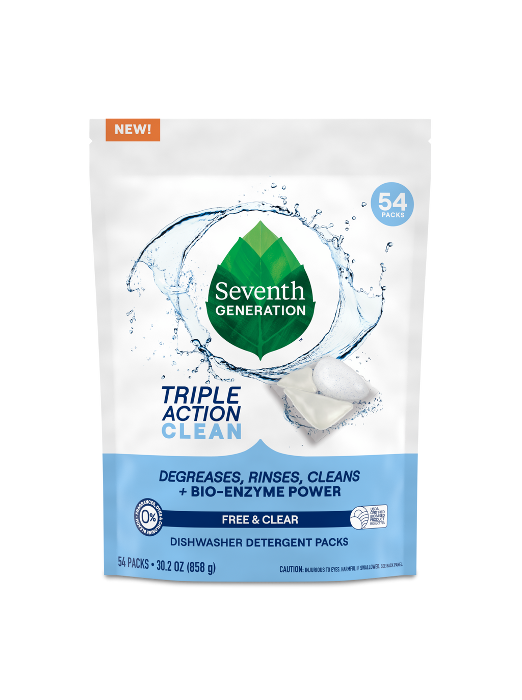 Multi-Chamber Dishwasher Detergent Packs for Kitchen Cleanup - Free & Clear