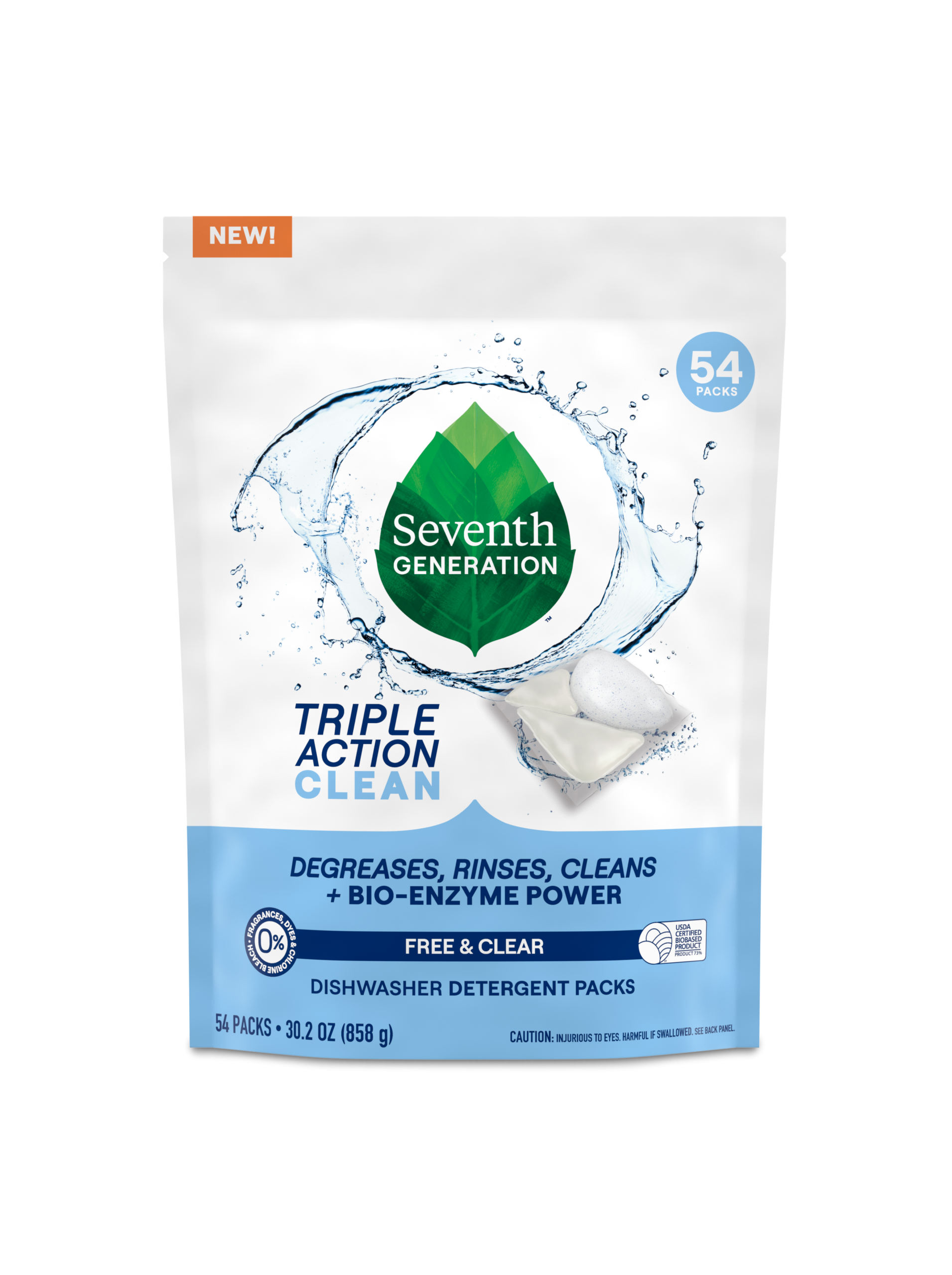 Multi-Chamber Dishwasher Detergent Packs for Kitchen Cleanup - Free & Clear