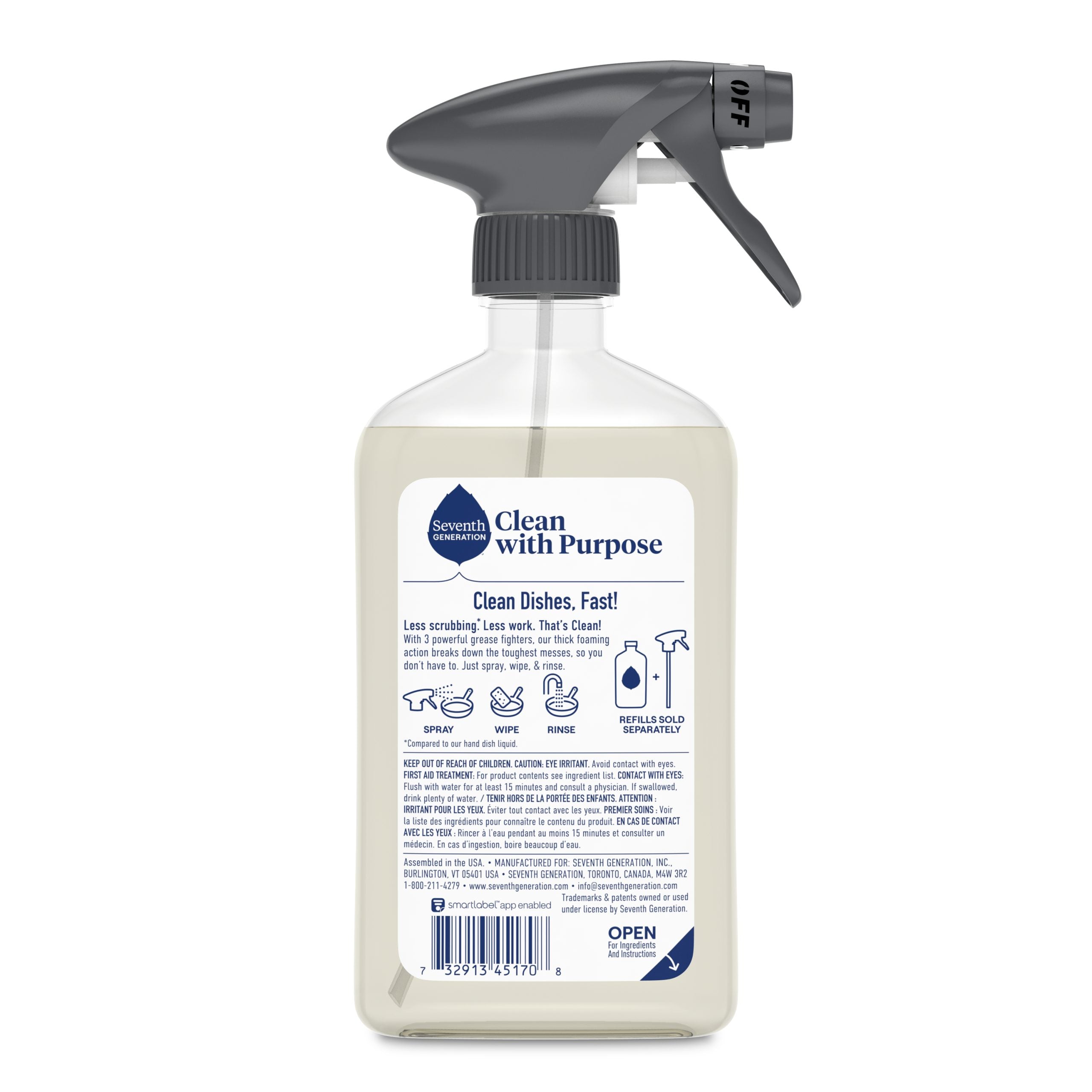 Foaming Dish Spray for Kitchen Cleanup - Free & Clear