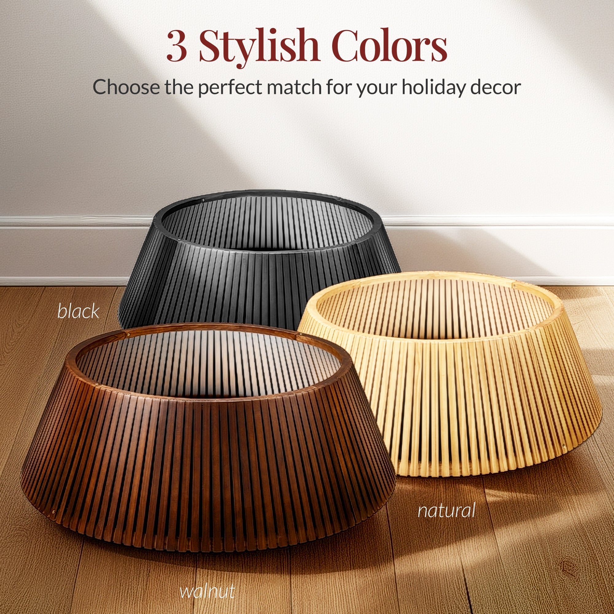 Christmas Tree Collar Solid Wood Slatted Tree Accessory - 36in