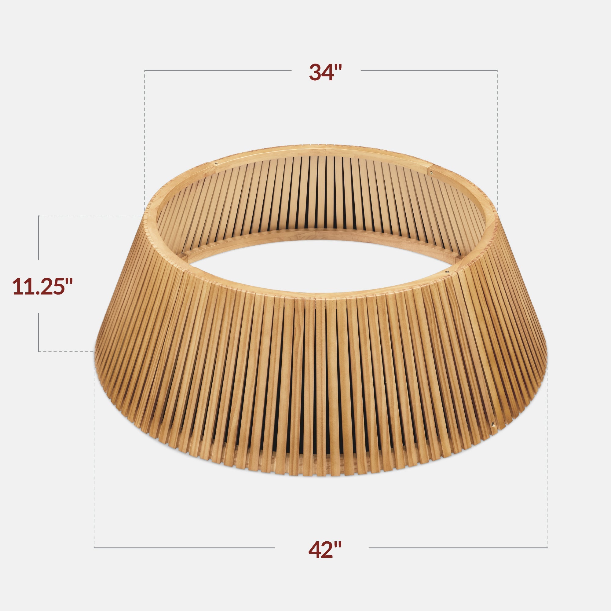 Christmas Tree Collar Solid Wood Slatted Tree Accessory - 42in