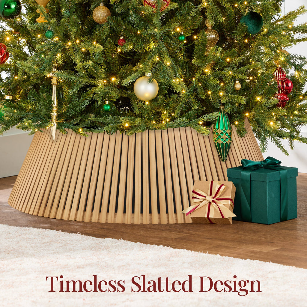 Christmas Tree Collar Solid Wood Slatted Tree Accessory - 42in