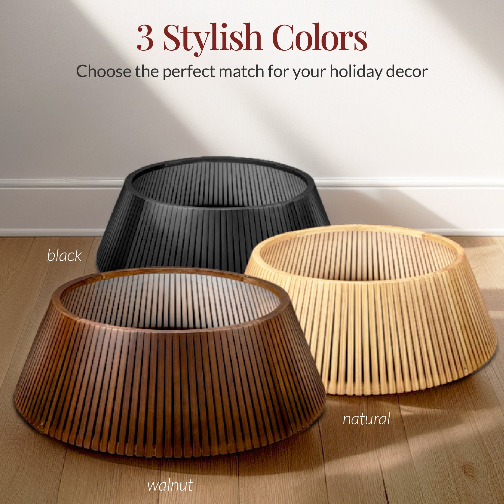 Christmas Tree Collar Solid Wood Slatted Tree Accessory - 42in