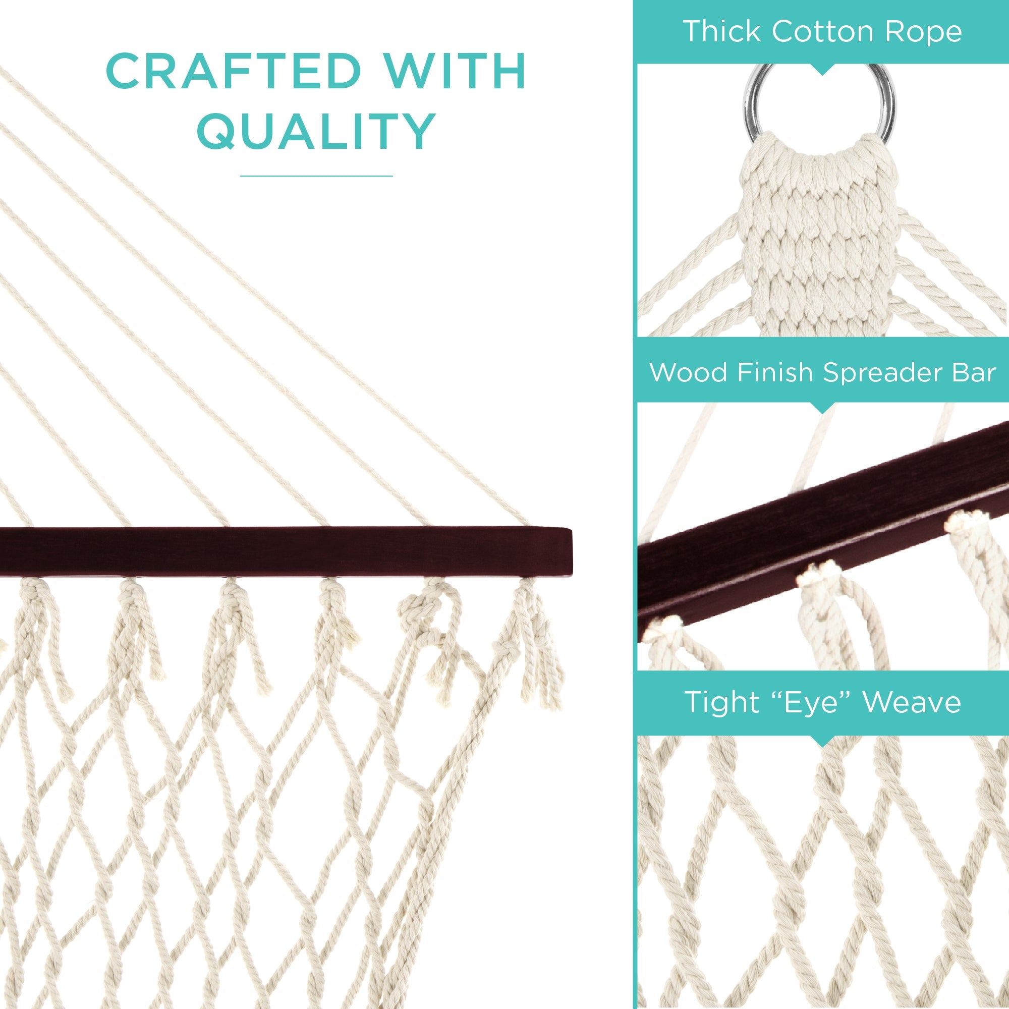 Cotton Rope 2-Person Double Hammock w/ Spreader Bars Carrying Case