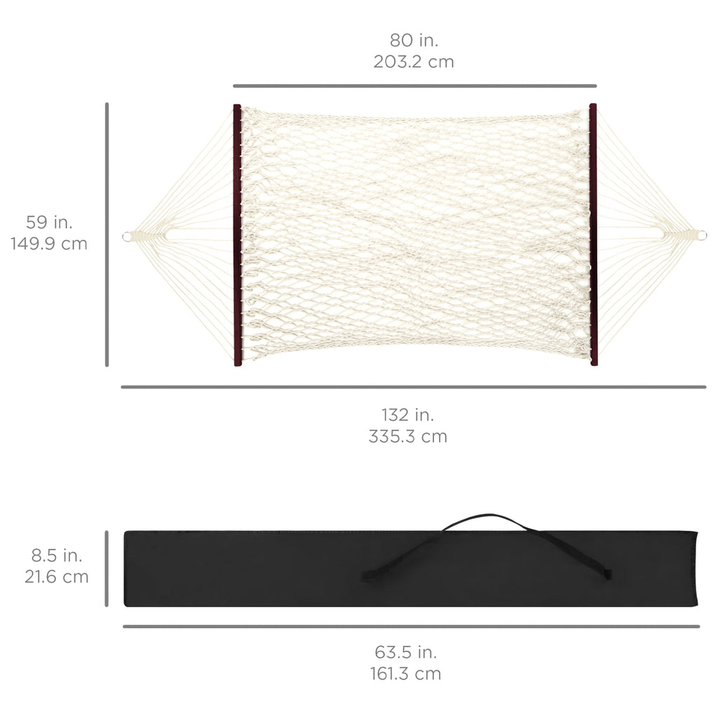 Cotton Rope 2-Person Double Hammock w/ Spreader Bars Carrying Case