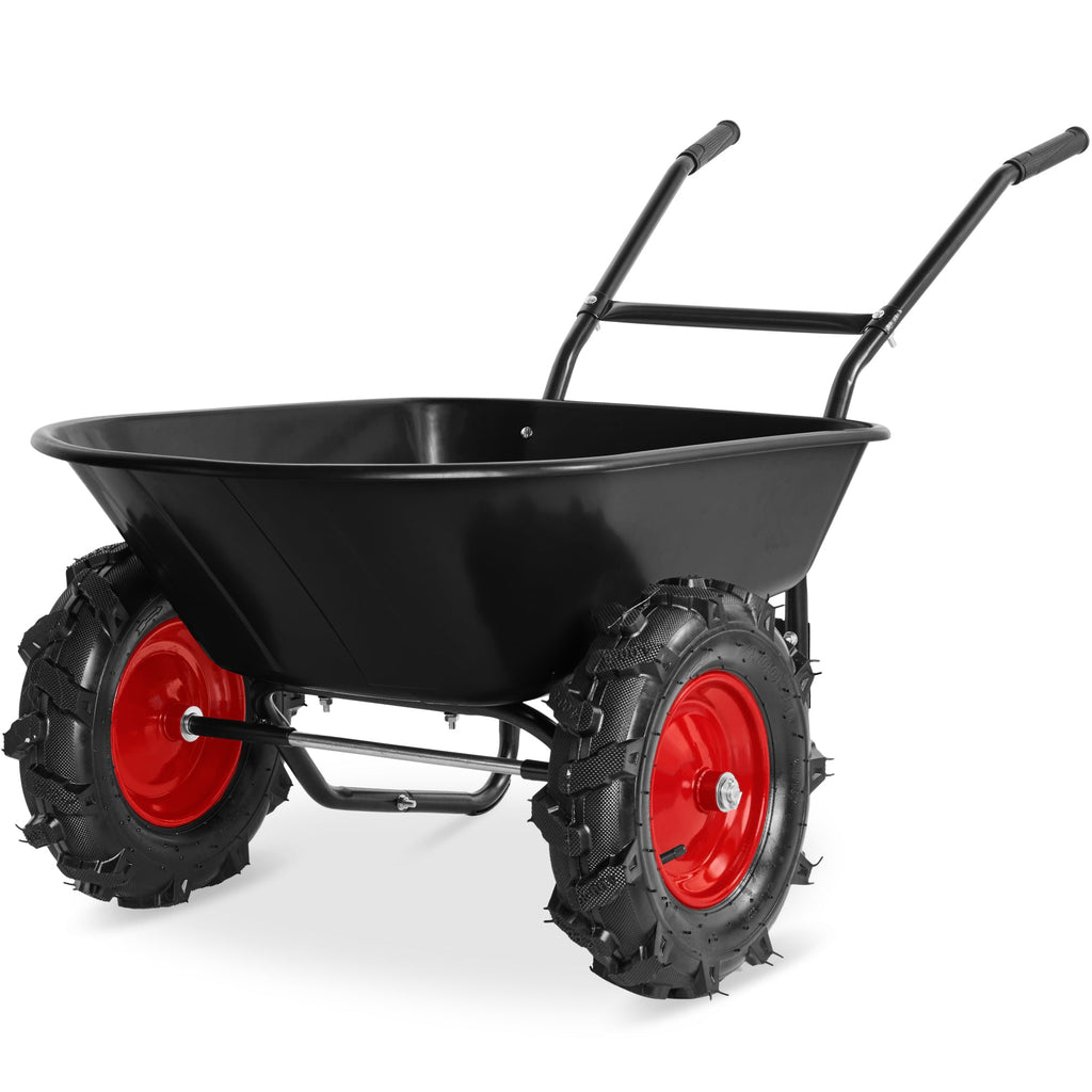 Dual-Wheel Wheelbarrow w/Built in Stand 500lb Capacity Extra Large Wheels