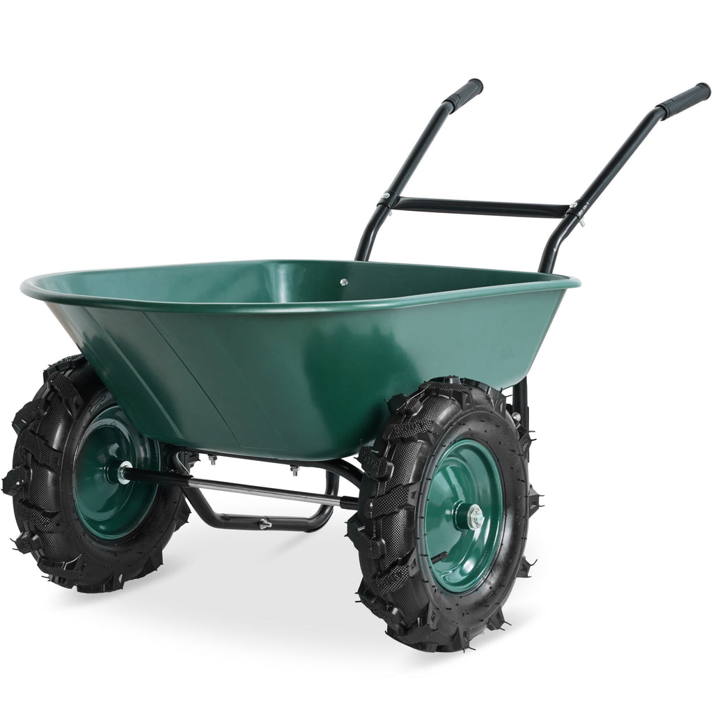 Dual-Wheel Wheelbarrow w/Built in Stand 500lb Capacity Extra Large Wheels