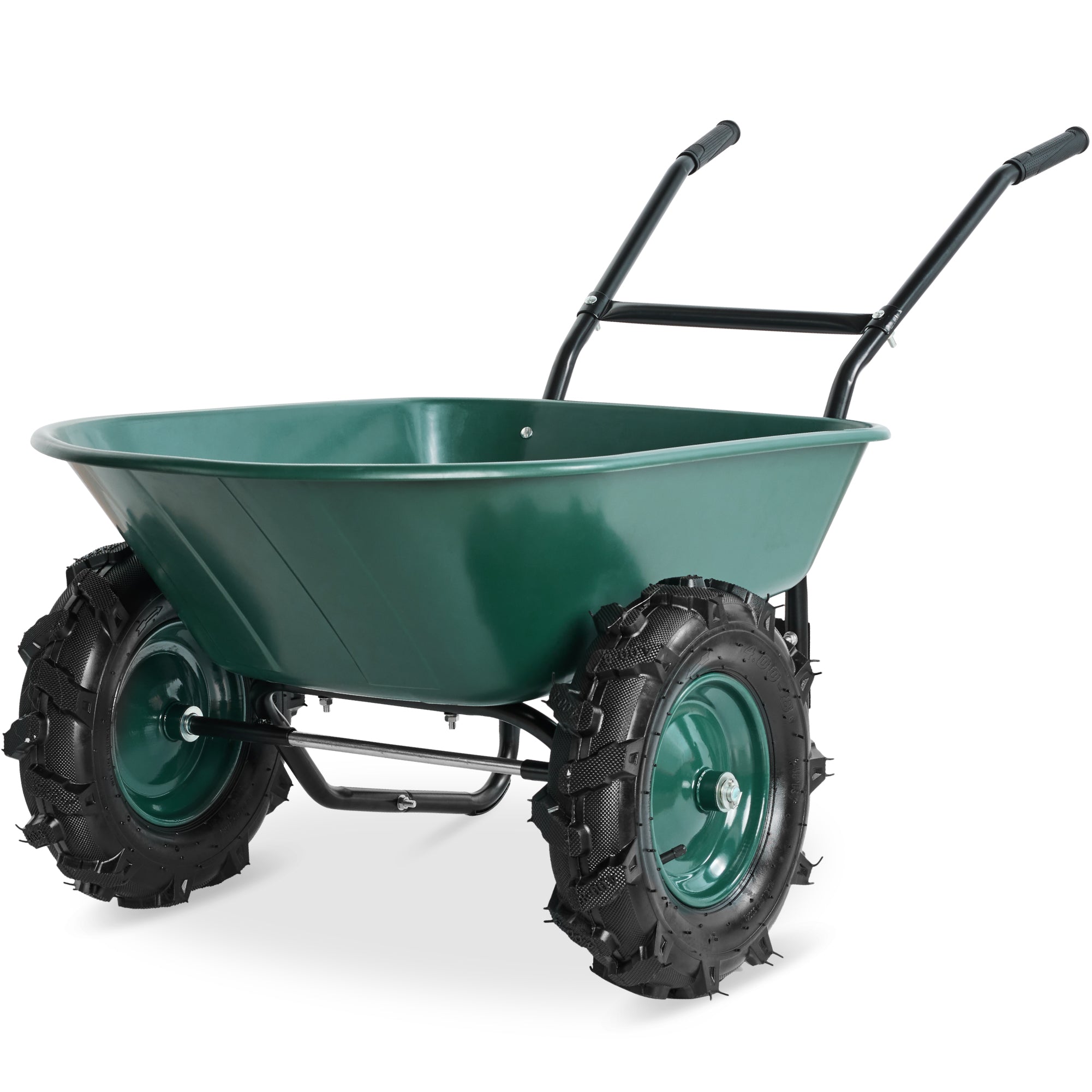Dual-Wheel Wheelbarrow w/Built in Stand 500lb Capacity Extra Large Wheels