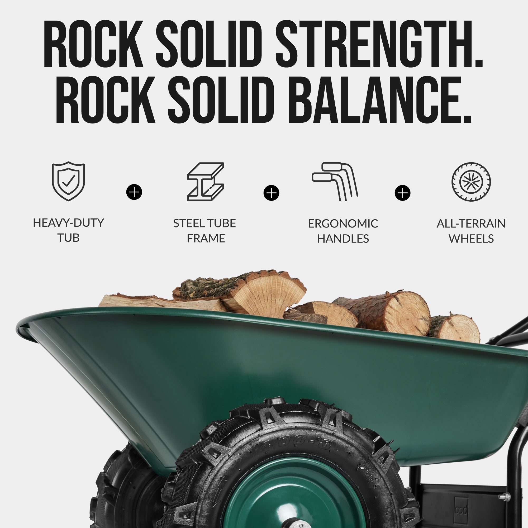 Dual-Wheel Wheelbarrow w/Built in Stand 500lb Capacity Extra Large Wheels