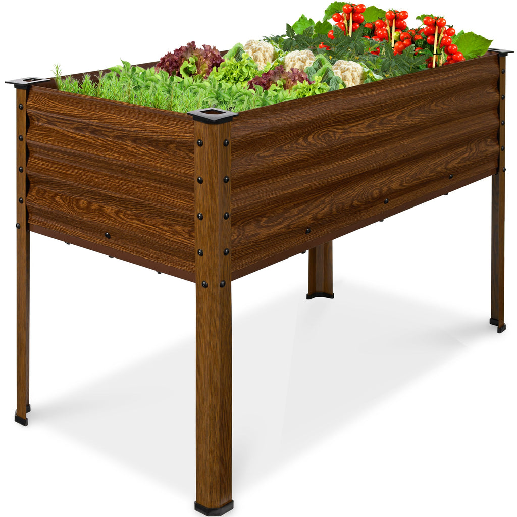 Elevated Galvanized Metal Garden Bed w/ Corner Protectors - 48x24x30in