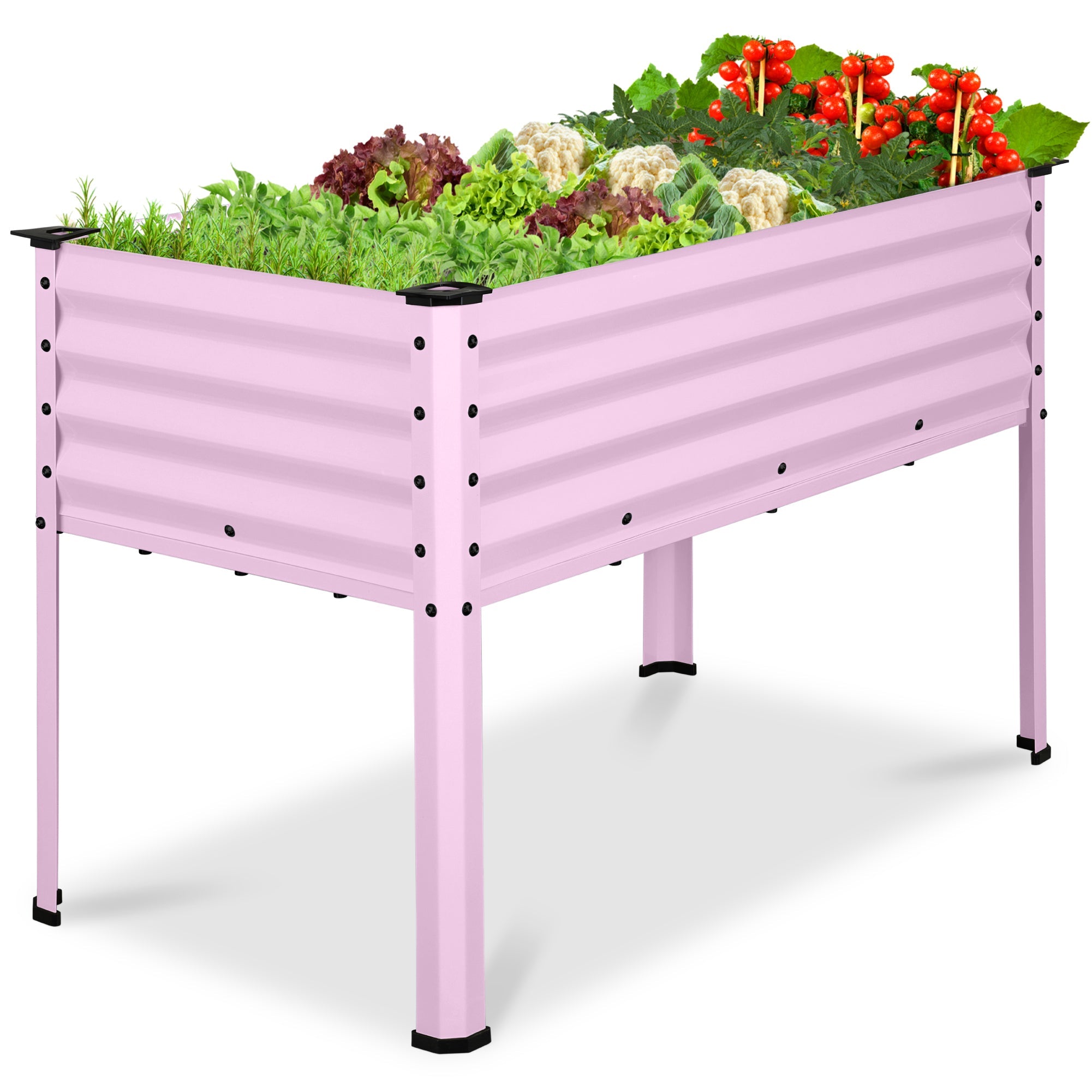 Elevated Galvanized Metal Garden Bed w/ Corner Protectors - 48x24x30in