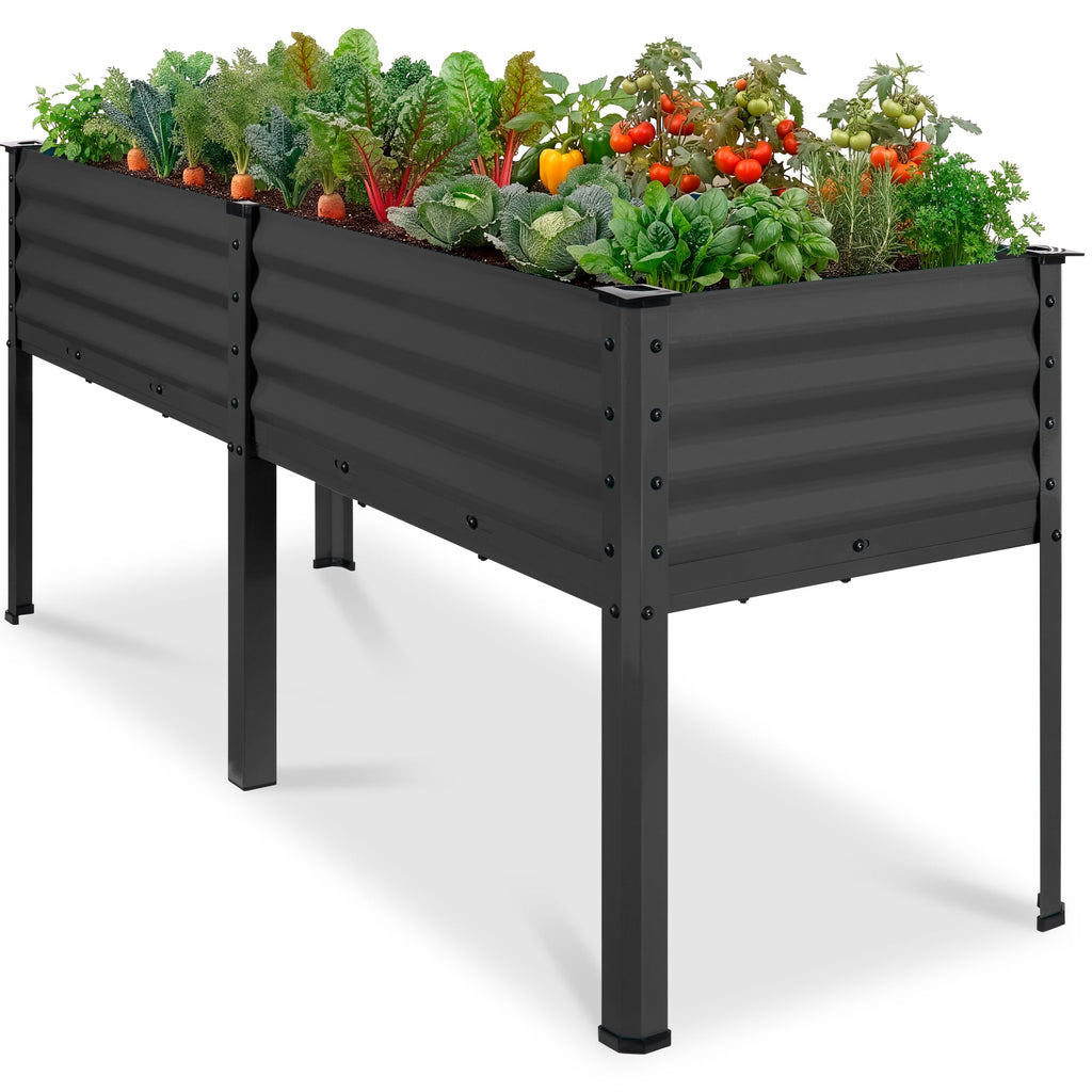 Elevated Galvanized Metal Garden Bed w/ Corner Protectors - 72x24x30in