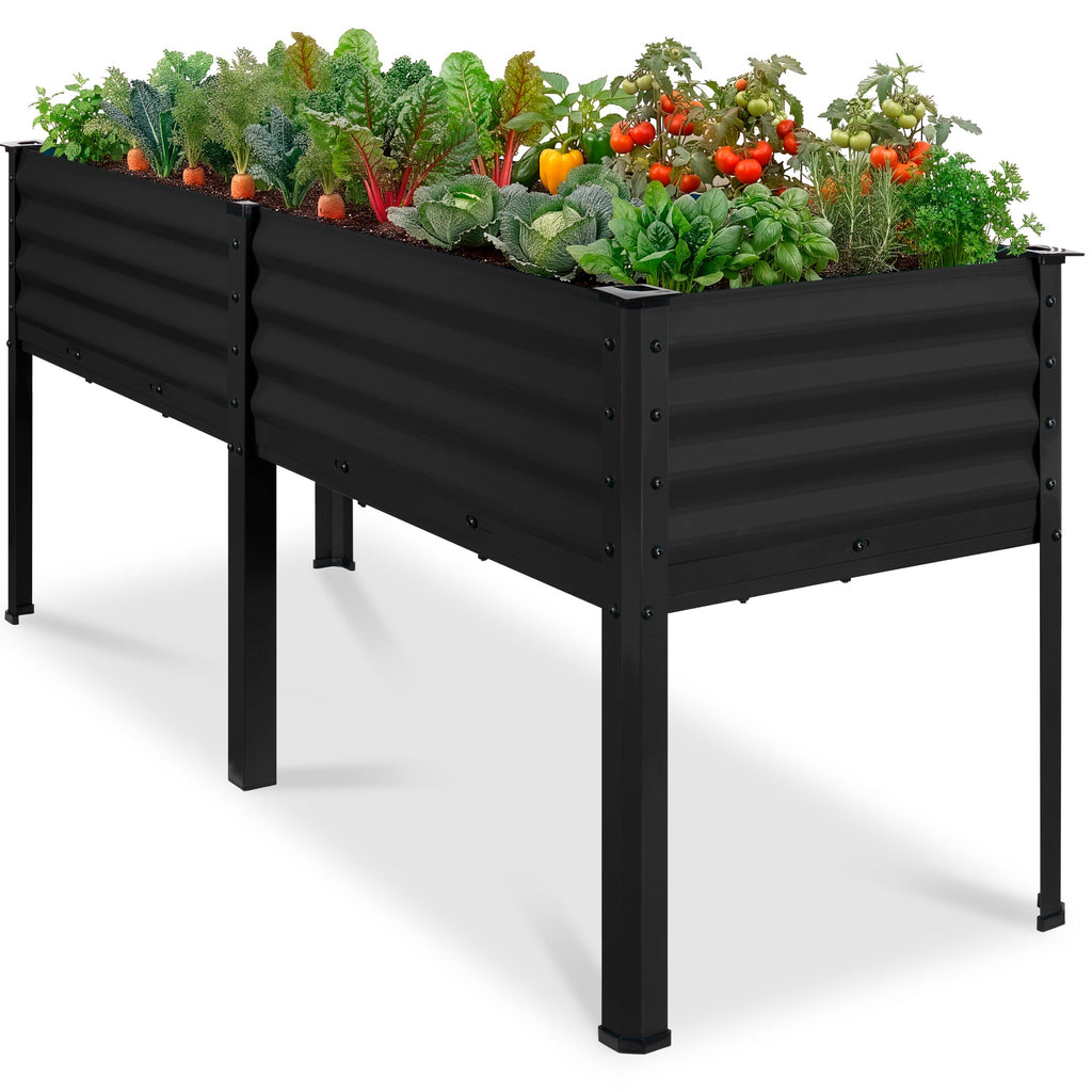 Elevated Galvanized Metal Garden Bed w/ Corner Protectors - 72x24x30in