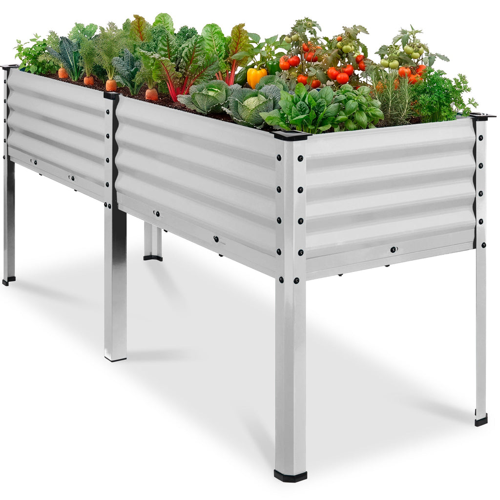 Elevated Galvanized Metal Garden Bed w/ Corner Protectors - 72x24x30in