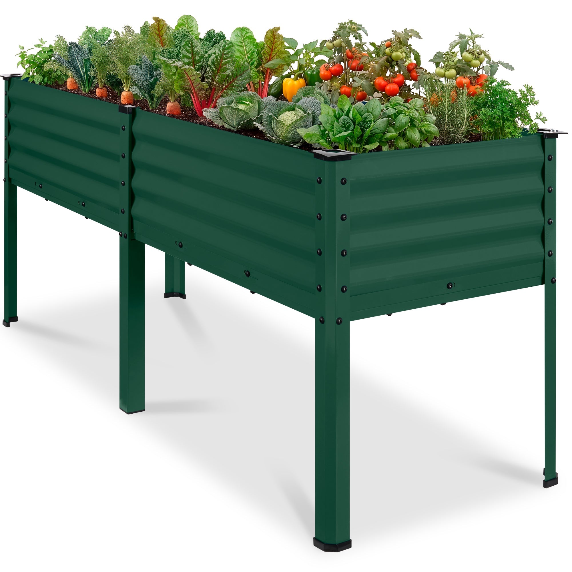 Elevated Galvanized Metal Garden Bed w/ Corner Protectors - 72x24x30in