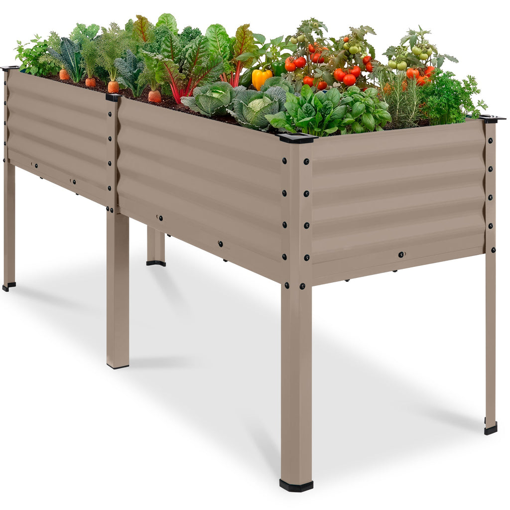 Elevated Galvanized Metal Garden Bed w/ Corner Protectors - 72x24x30in