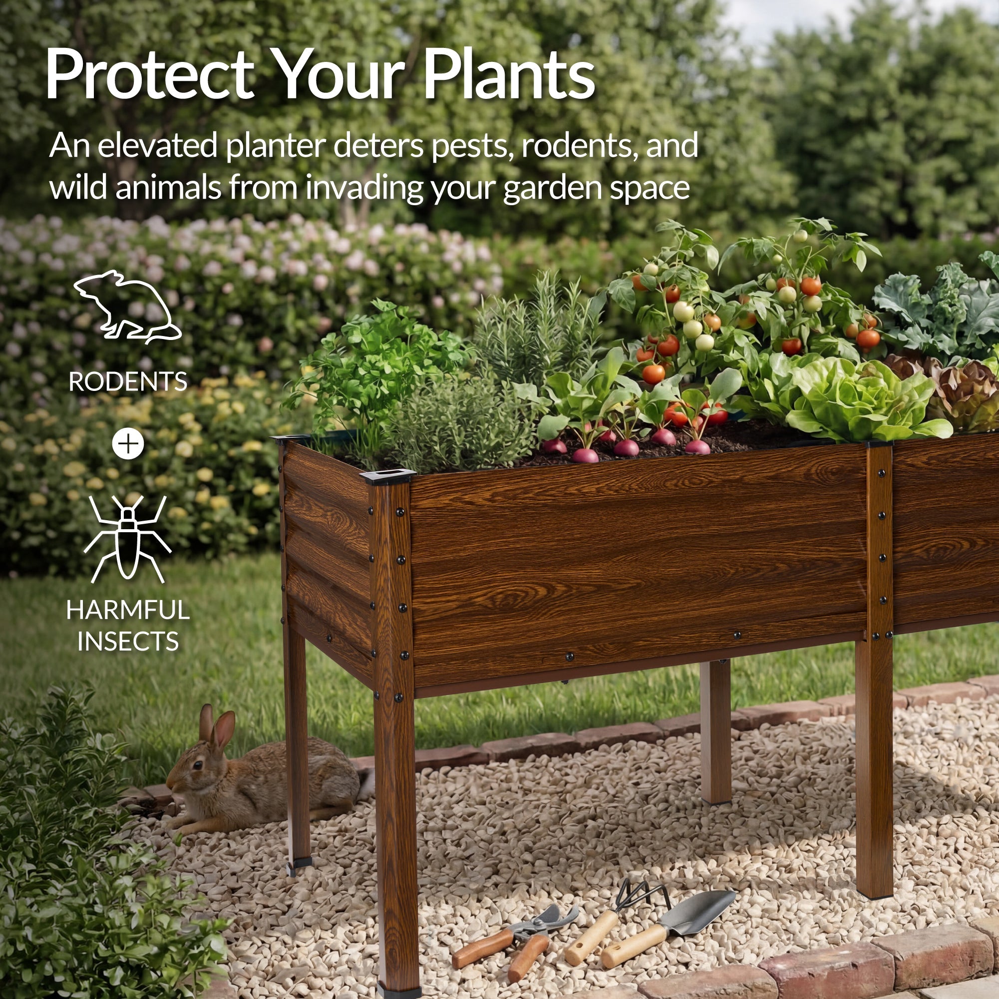 Elevated Galvanized Metal Garden Bed w/ Corner Protectors - 72x24x30in