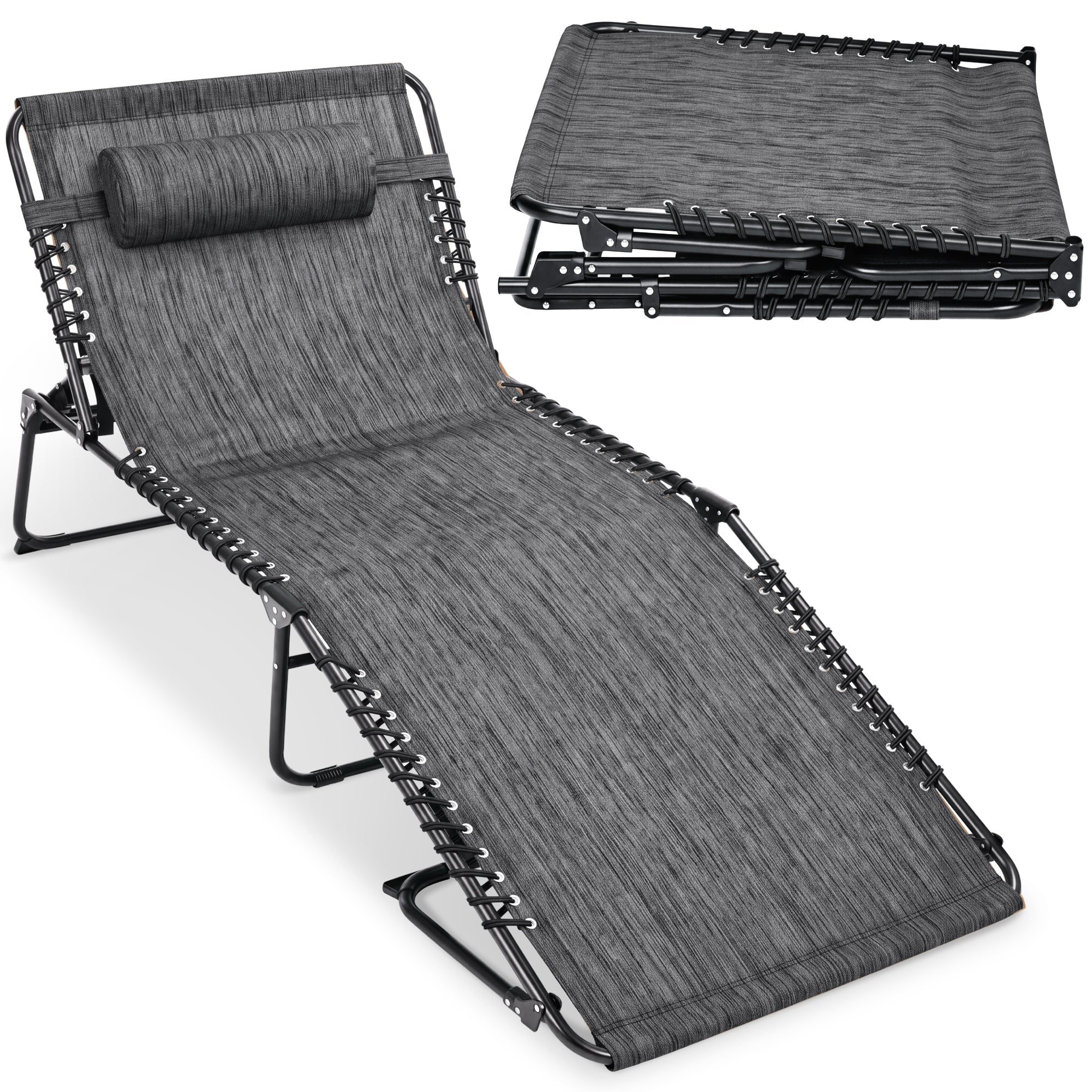 Extra Wide Patio Chaise Lounge Chair Portable Folding Recliner