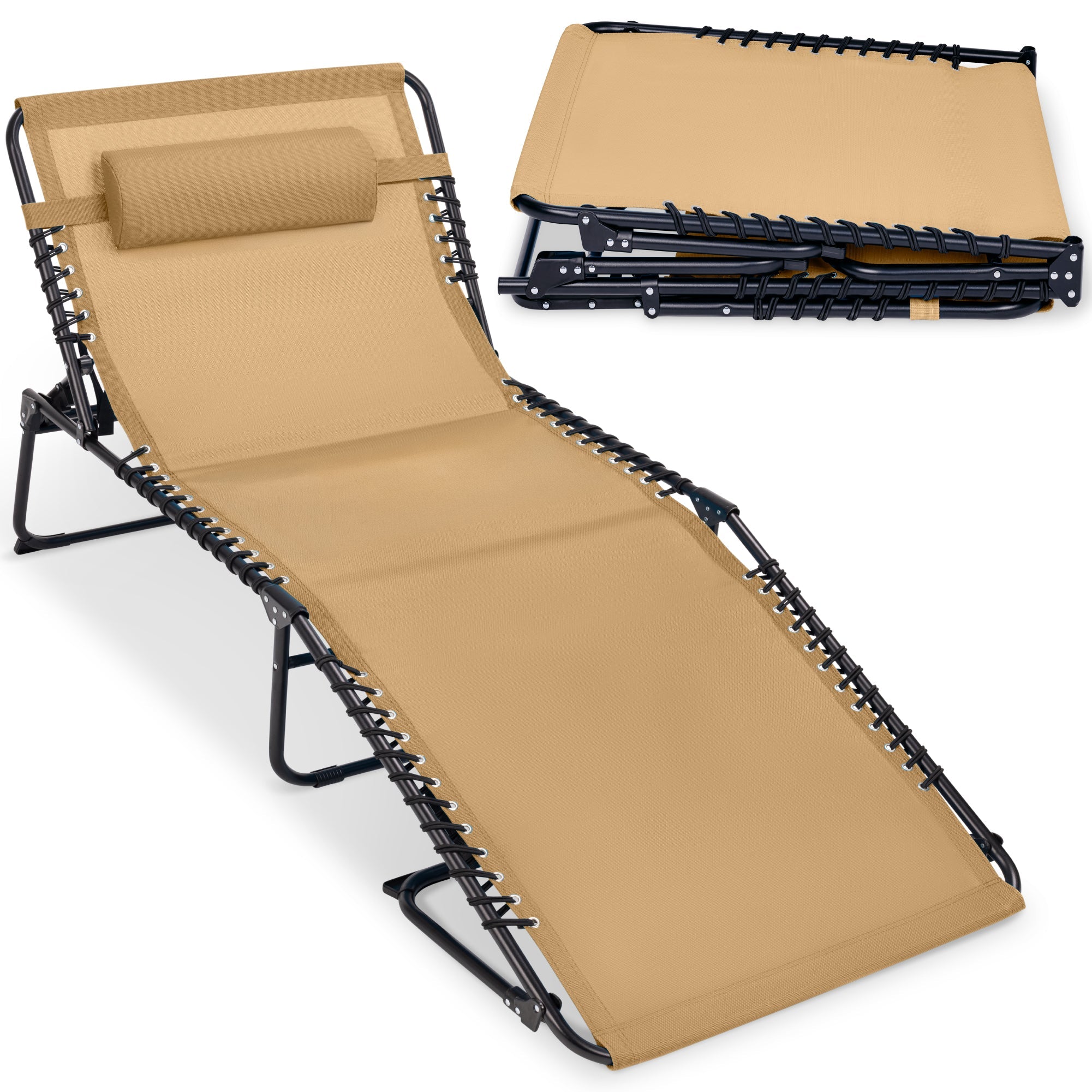 Extra Wide Patio Chaise Lounge Chair Portable Folding Recliner