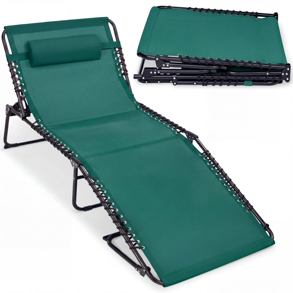 Extra Wide Patio Chaise Lounge Chair Portable Folding Recliner