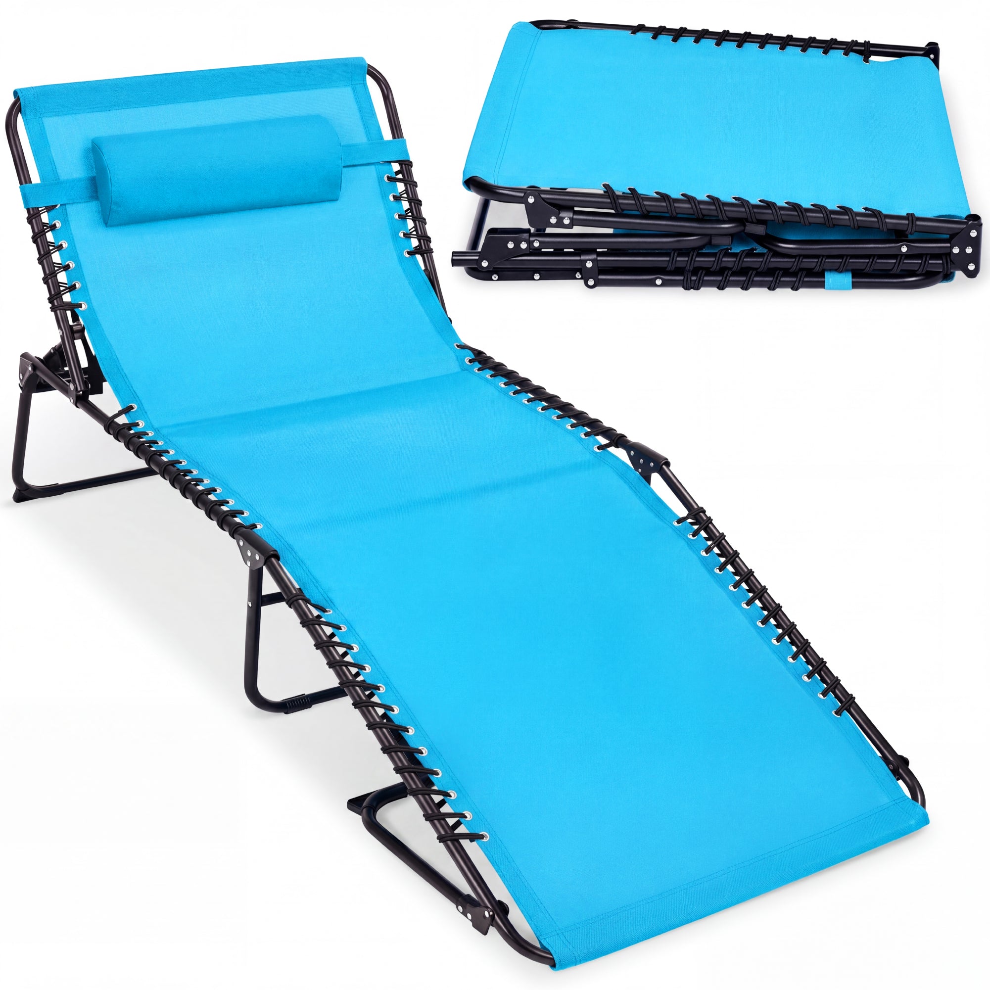 Extra Wide Patio Chaise Lounge Chair Portable Folding Recliner