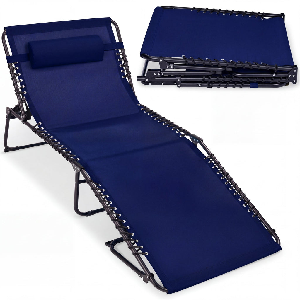 Extra Wide Patio Chaise Lounge Chair Portable Folding Recliner