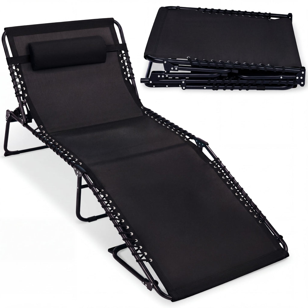 Extra Wide Patio Chaise Lounge Chair Portable Folding Recliner