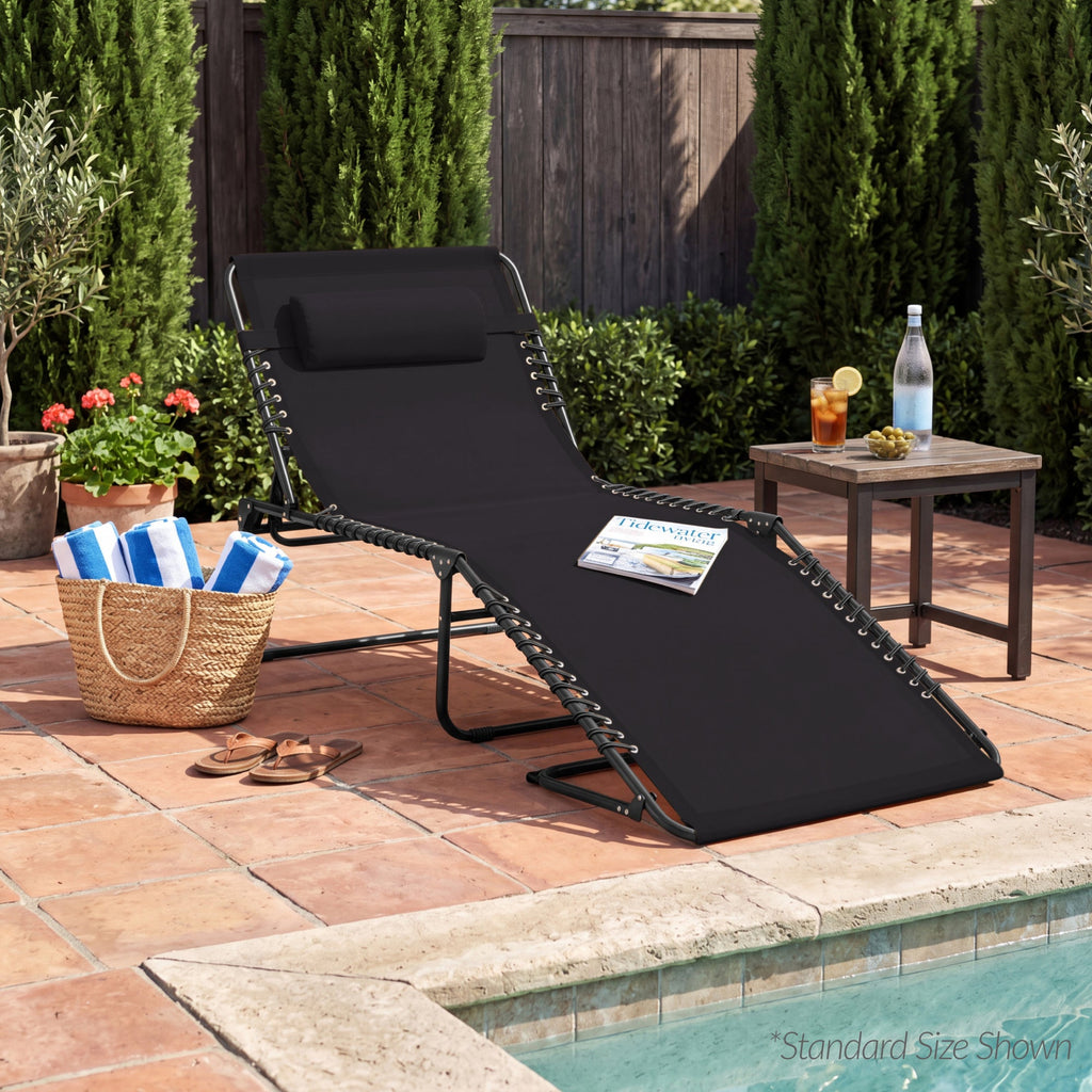 Extra Wide Patio Chaise Lounge Chair Portable Folding Recliner