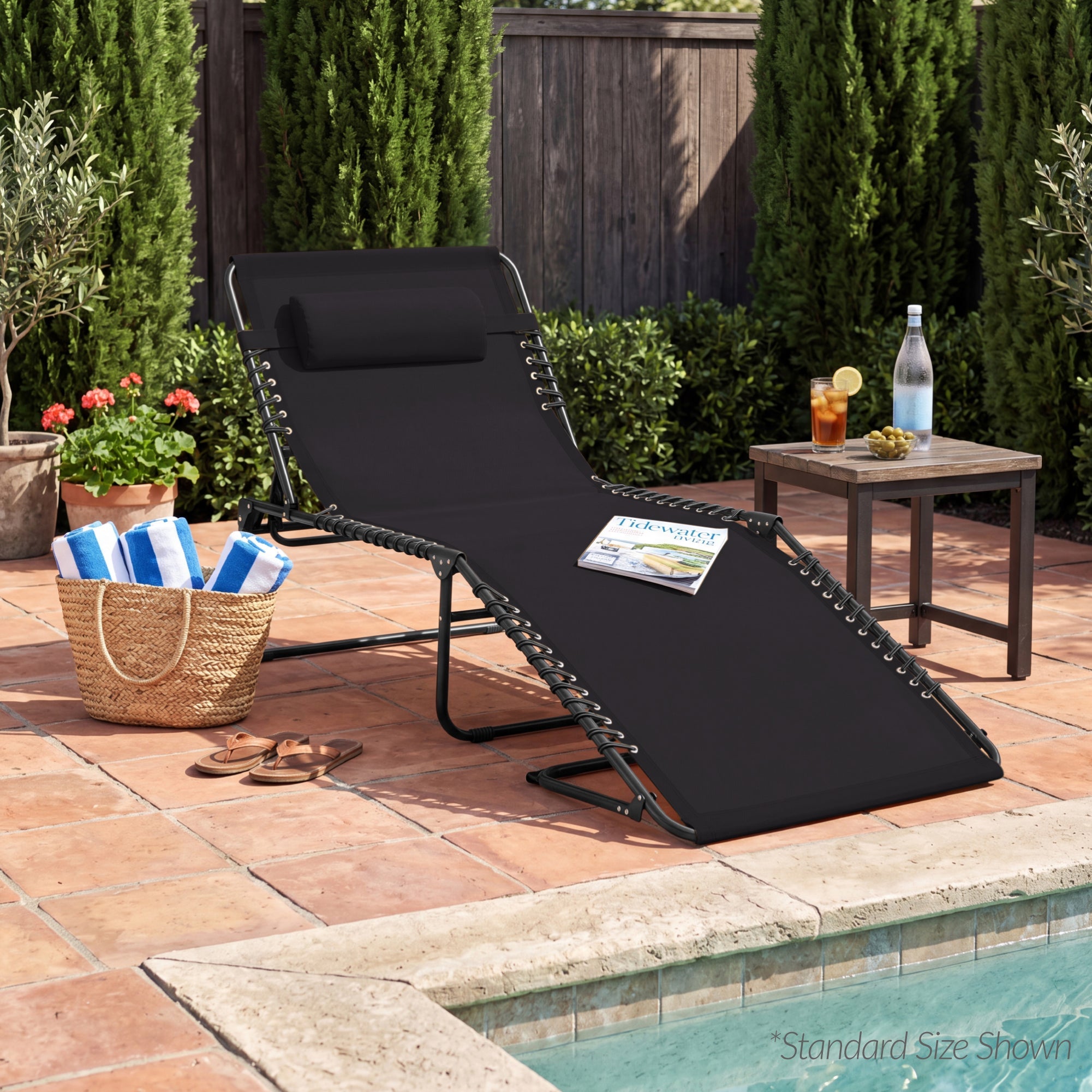 Extra Wide Patio Chaise Lounge Chair Portable Folding Recliner