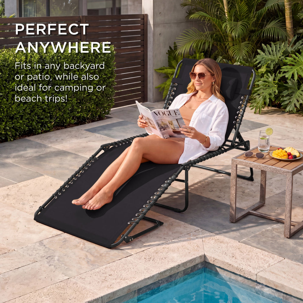 Extra Wide Patio Chaise Lounge Chair Portable Folding Recliner
