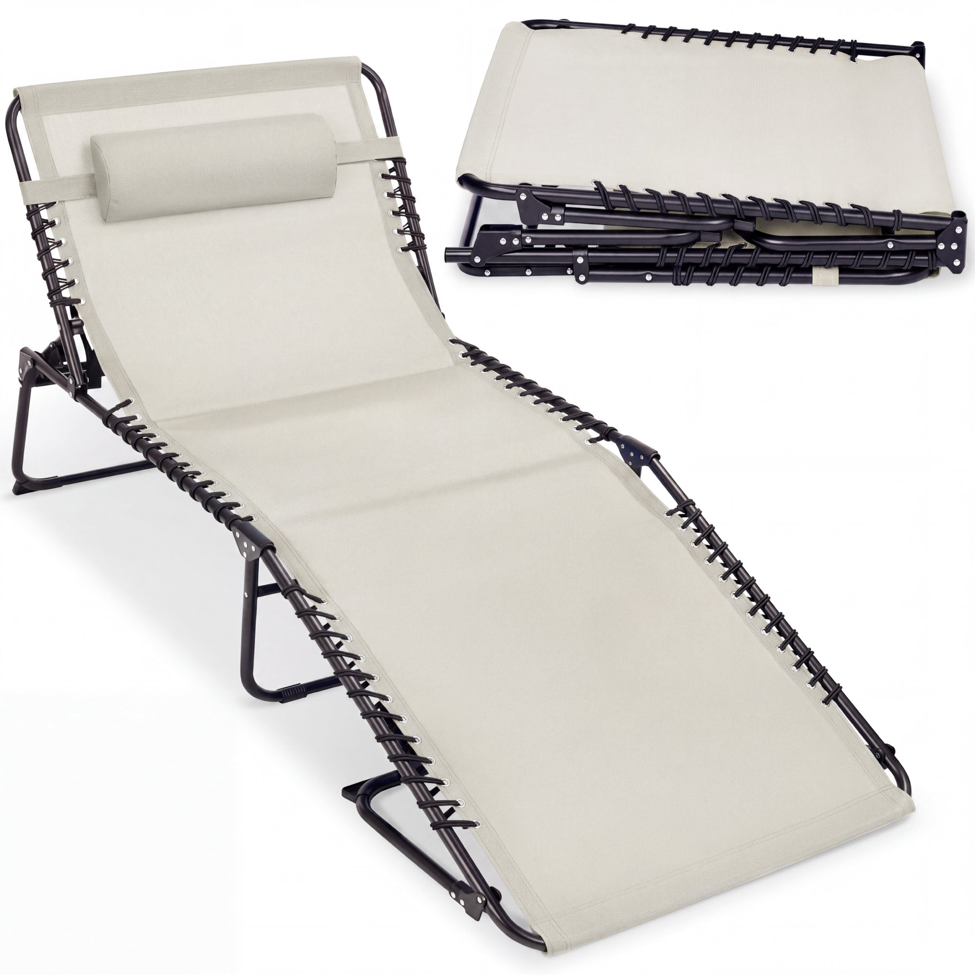 Extra Wide Patio Chaise Lounge Chair Portable Folding Recliner