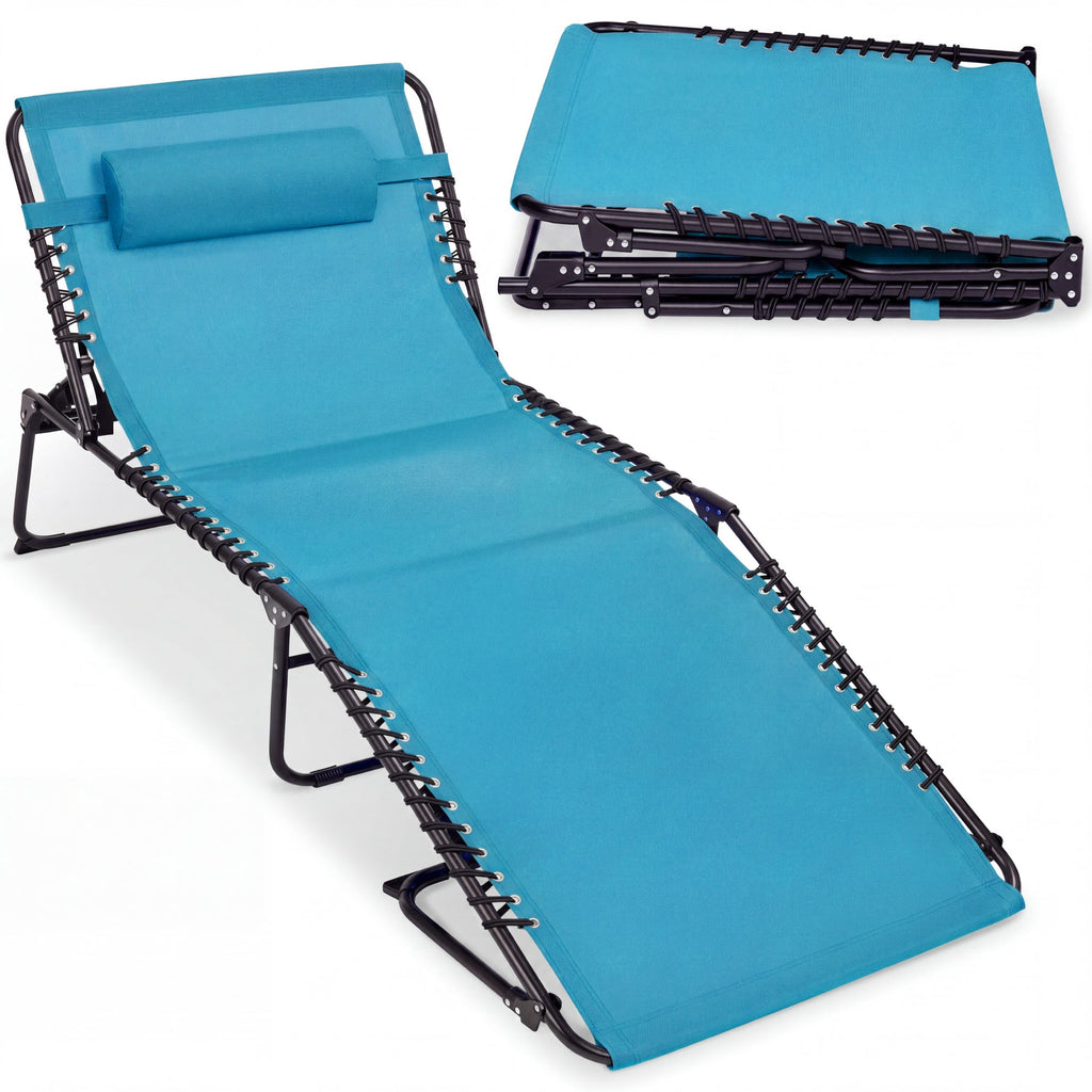 Extra Wide Patio Chaise Lounge Chair Portable Folding Recliner